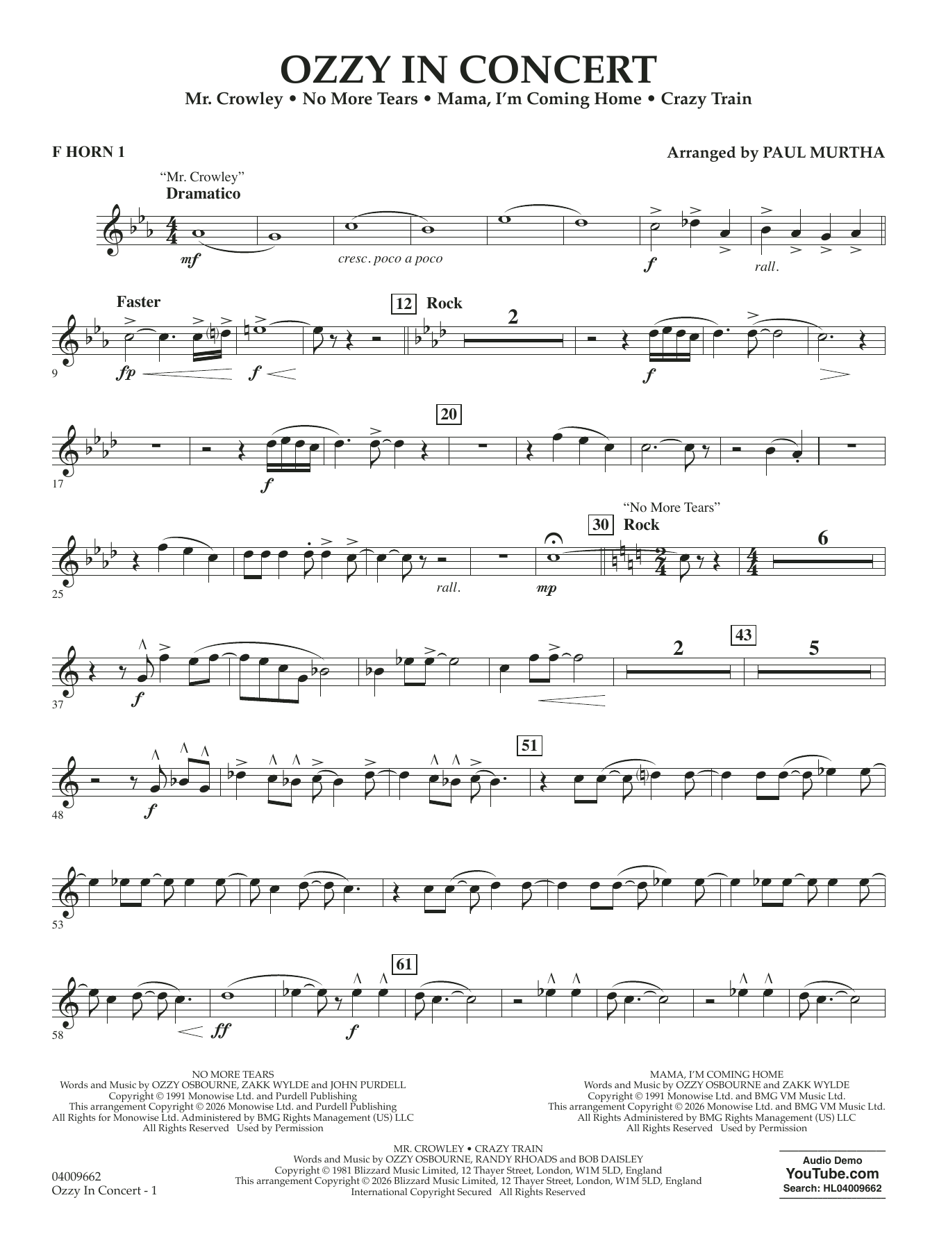 Ozzy In Concert - F Horn 1