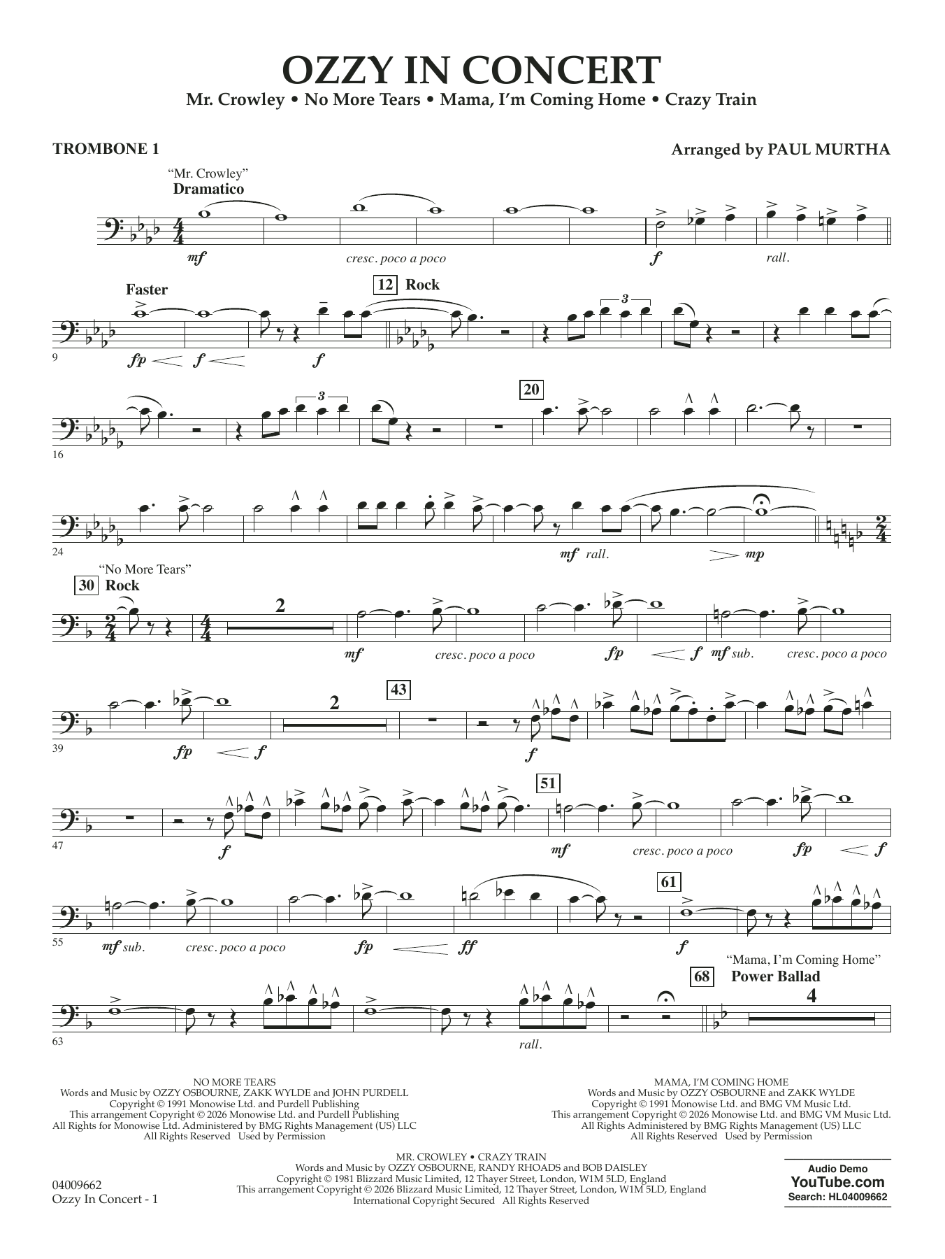 Ozzy In Concert - Trombone 1