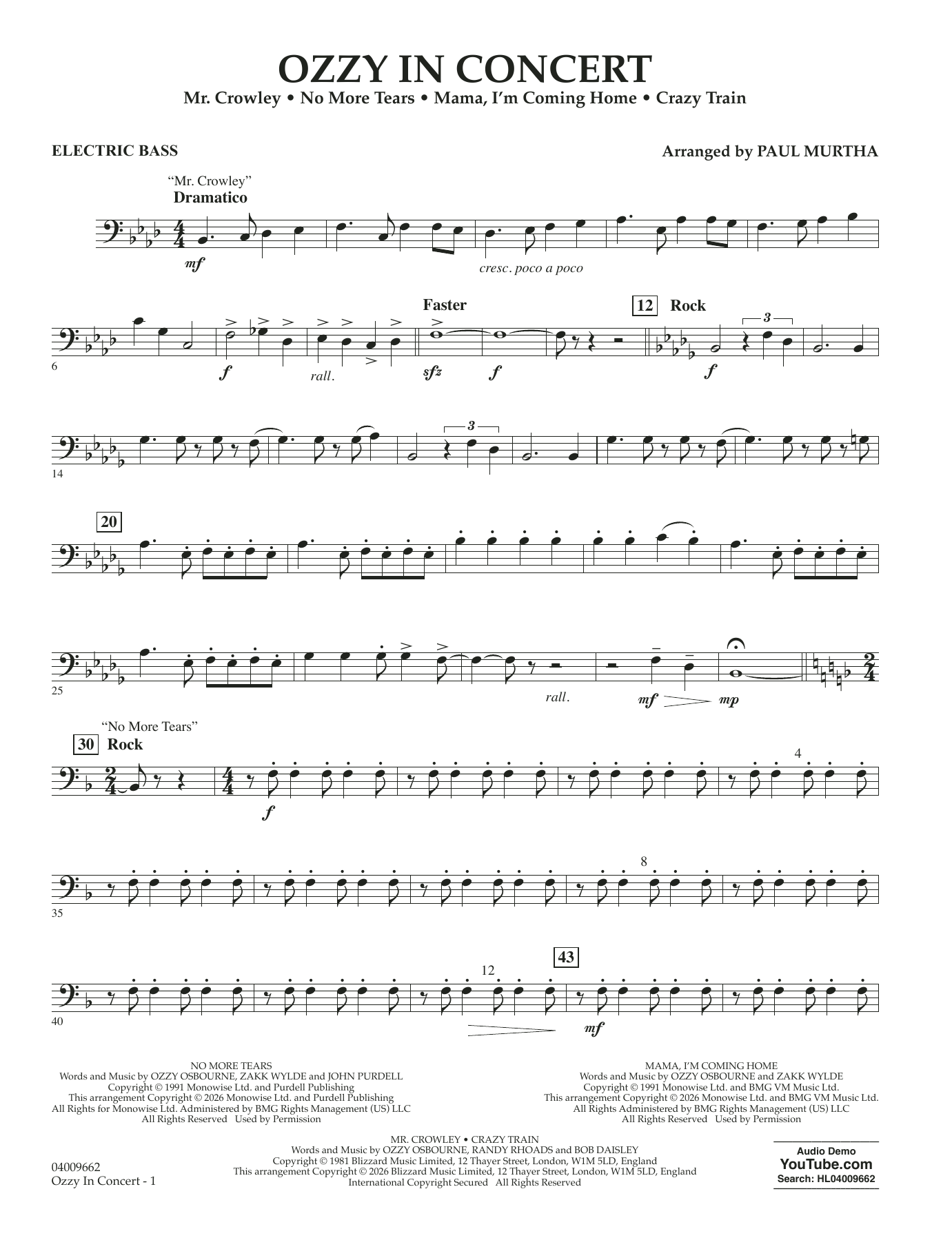 Ozzy In Concert - Electric Bass