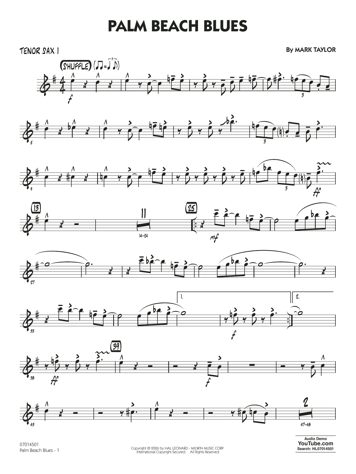 Palm Beach Blues - Tenor Sax 1