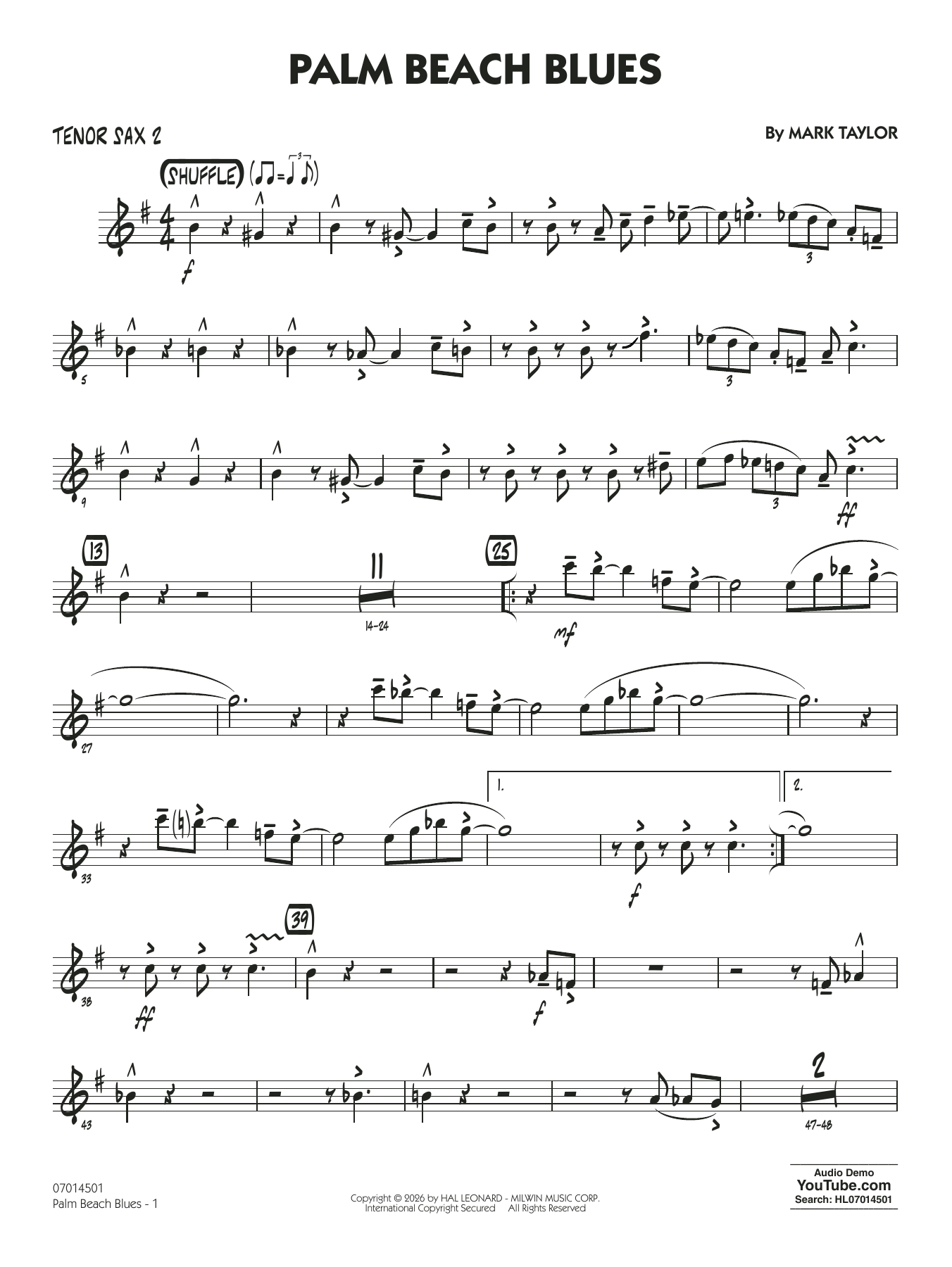 Palm Beach Blues - Tenor Sax 2