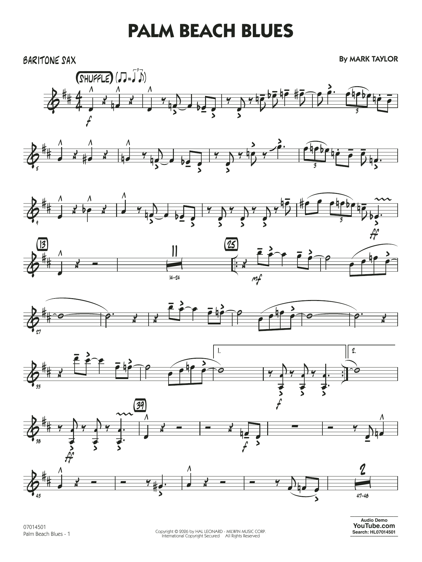 Palm Beach Blues - Baritone Sax