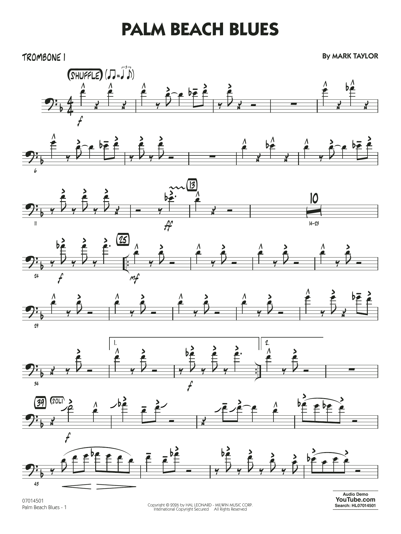 Palm Beach Blues - Trombone 1