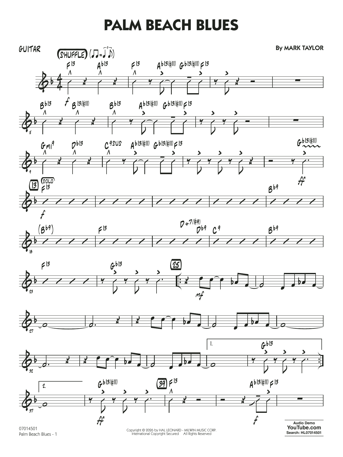 Palm Beach Blues - Guitar