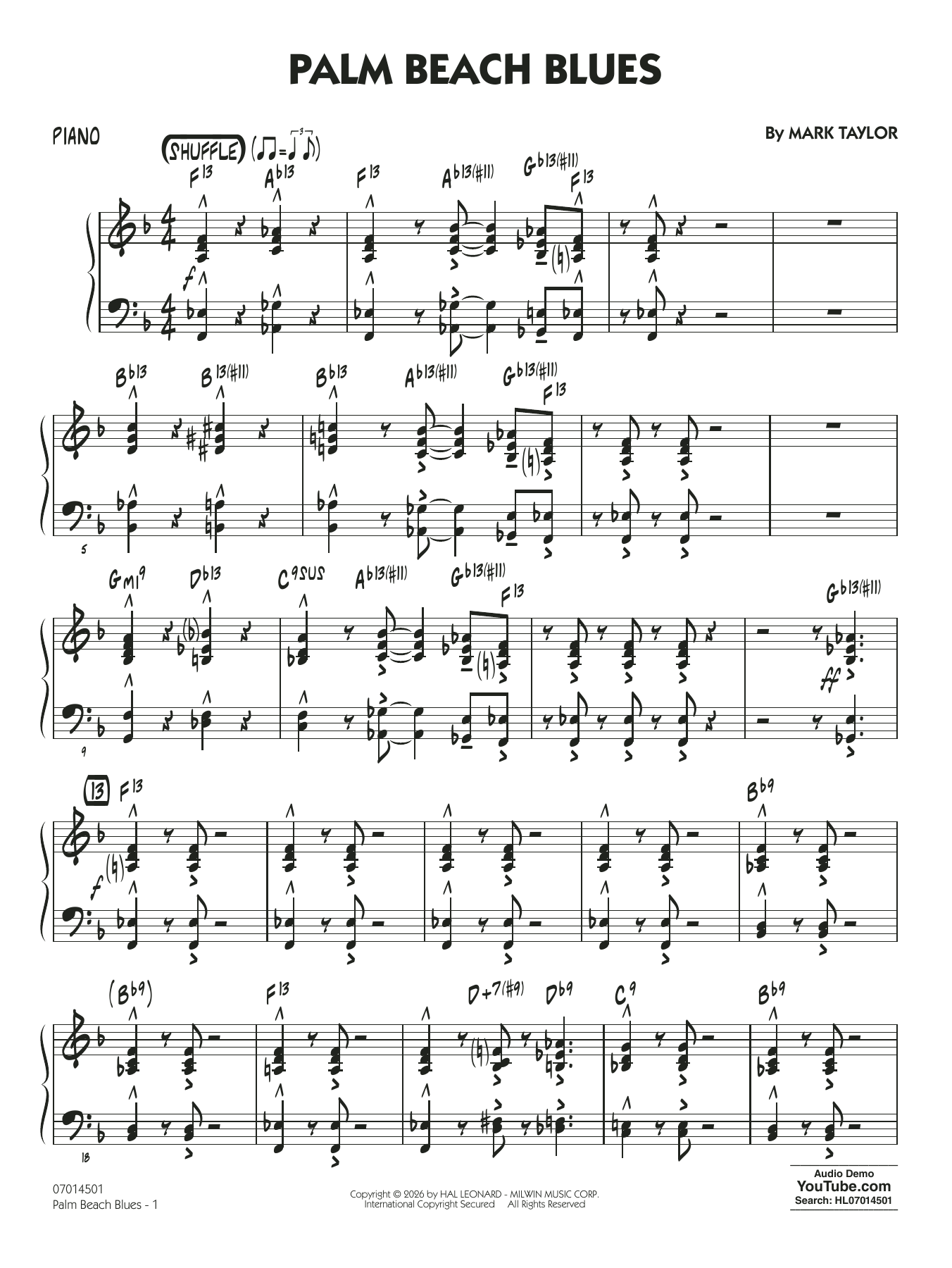 Palm Beach Blues - Piano