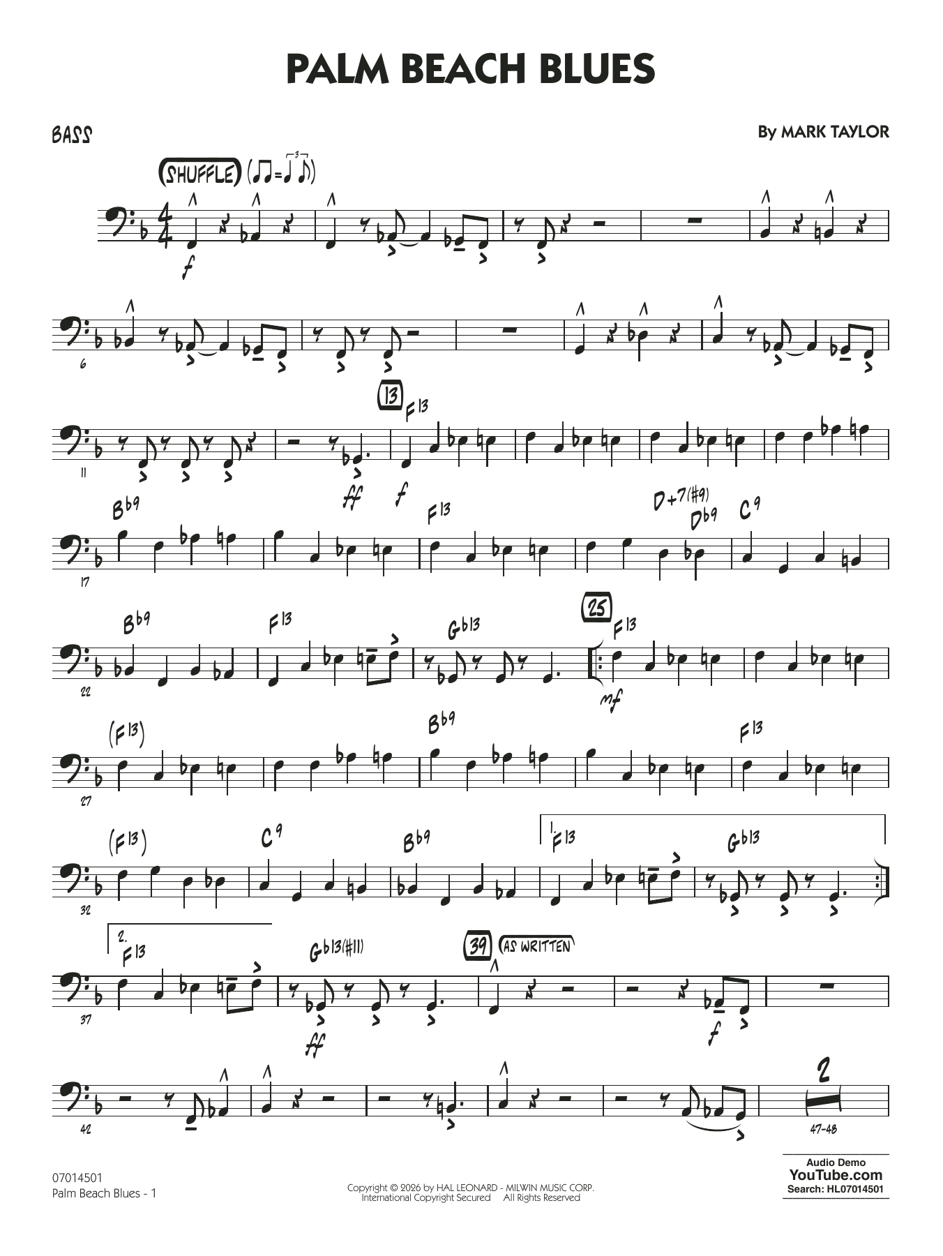 Palm Beach Blues - Bass