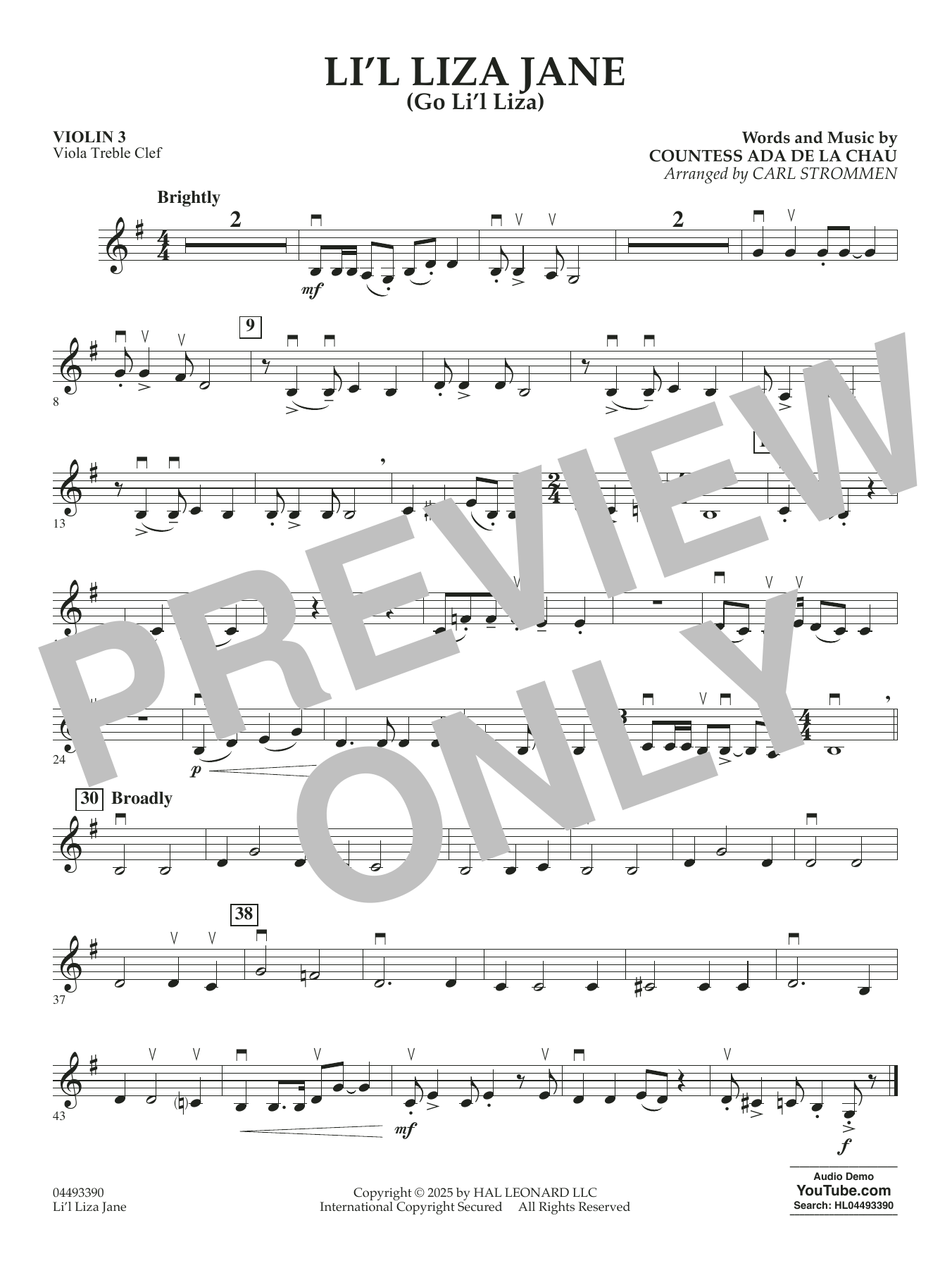 Li'l Liza Jane - Violin 3 (Viola Treble Clef)