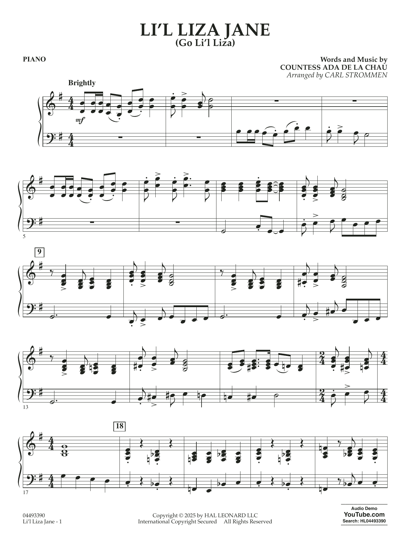 Li'l Liza Jane - Piano