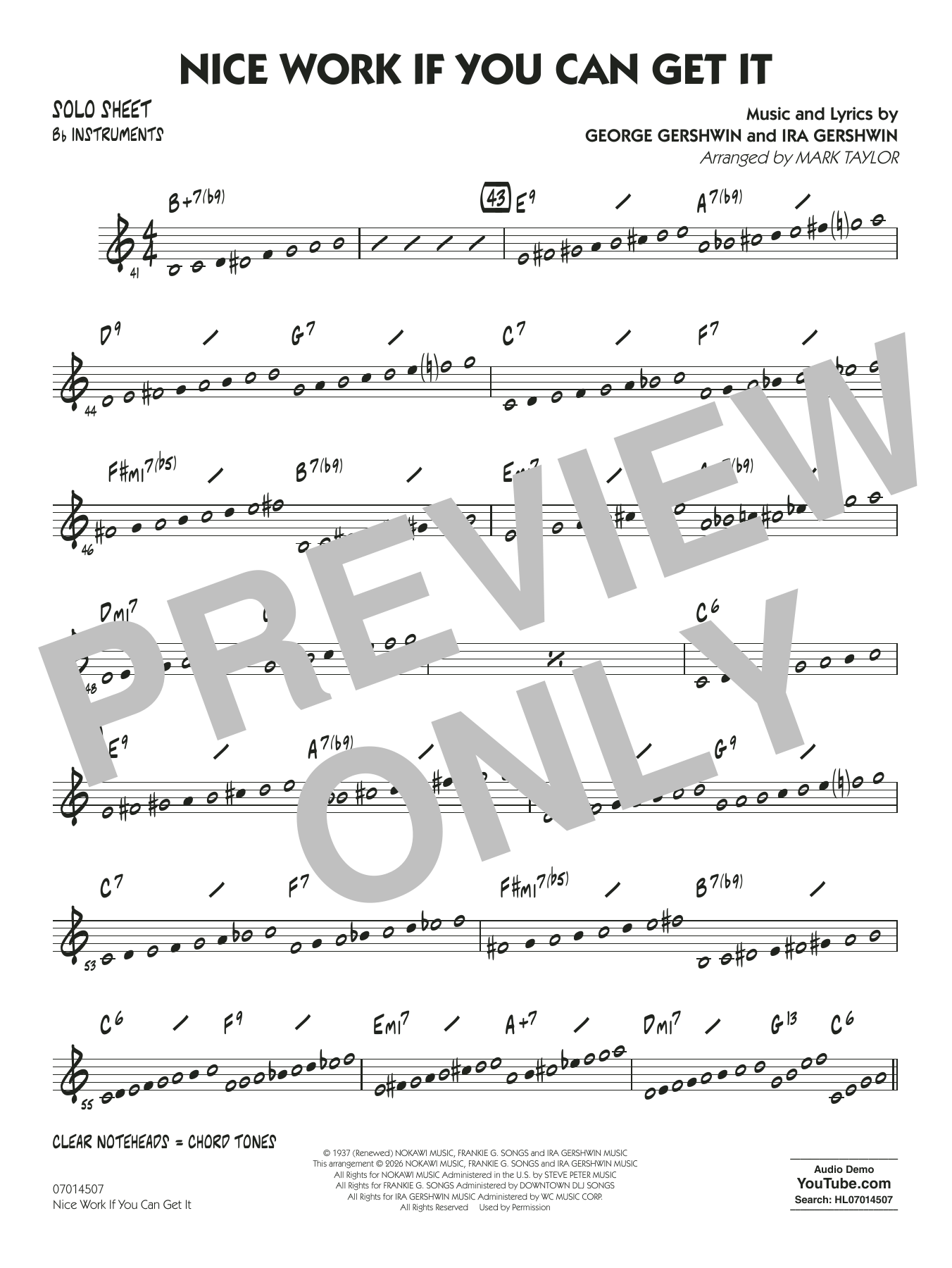 Nice Work If You Can Get It (arr. Mark Taylor) - Bb Solo Sheet