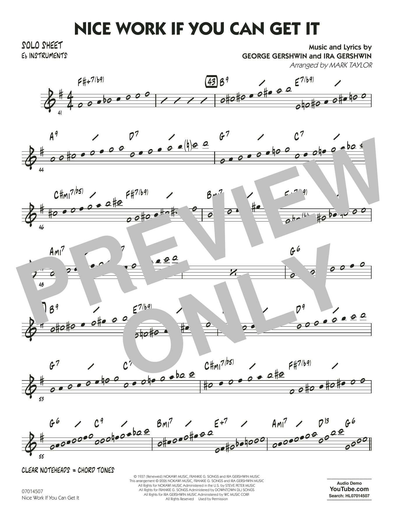 Nice Work If You Can Get It (arr. Mark Taylor) - Eb Solo Sheet
