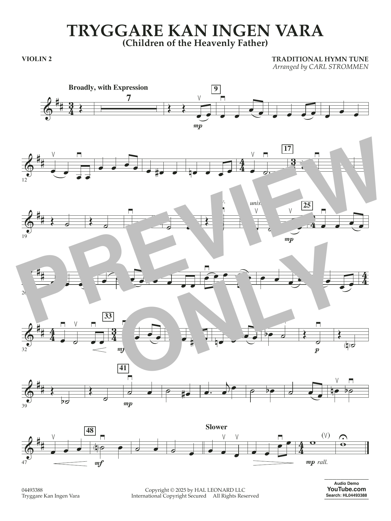 Tryggare Kan Ingen Vara - Violin 2