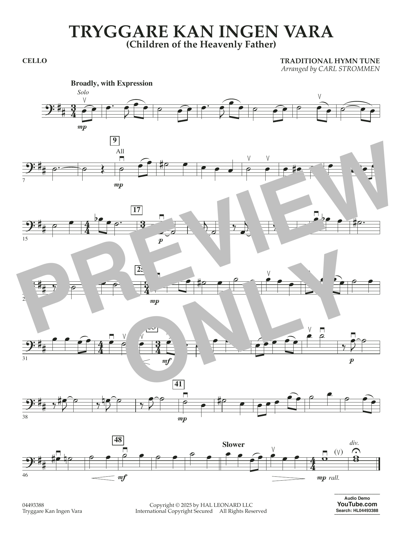 Tryggare Kan Ingen Vara - Cello