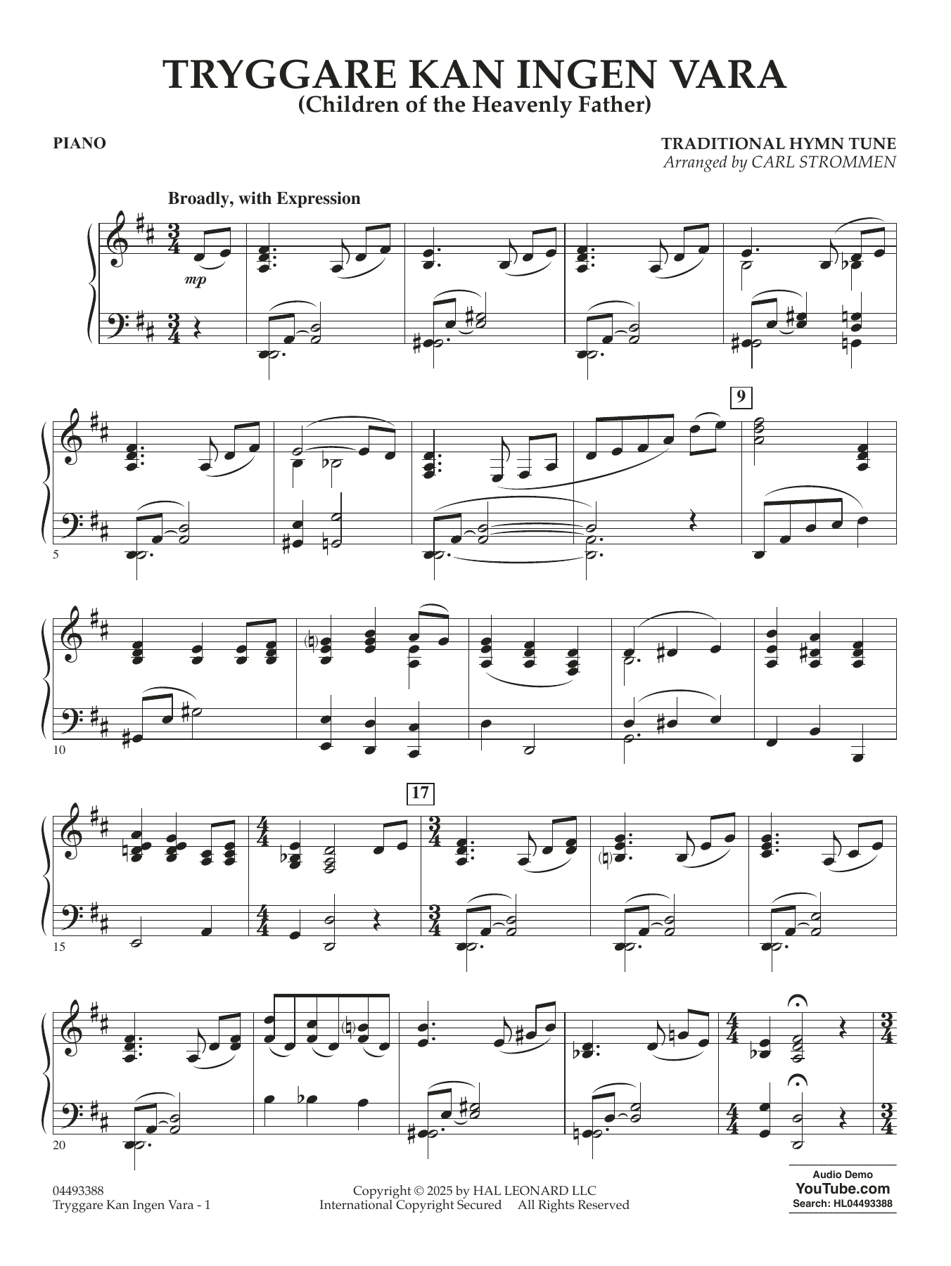 Tryggare Kan Ingen Vara - Piano