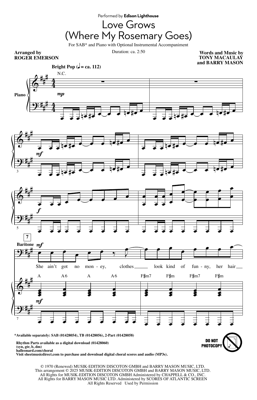 Love Grows (Where My Rosemary Goes) (arr. Roger Emerson)