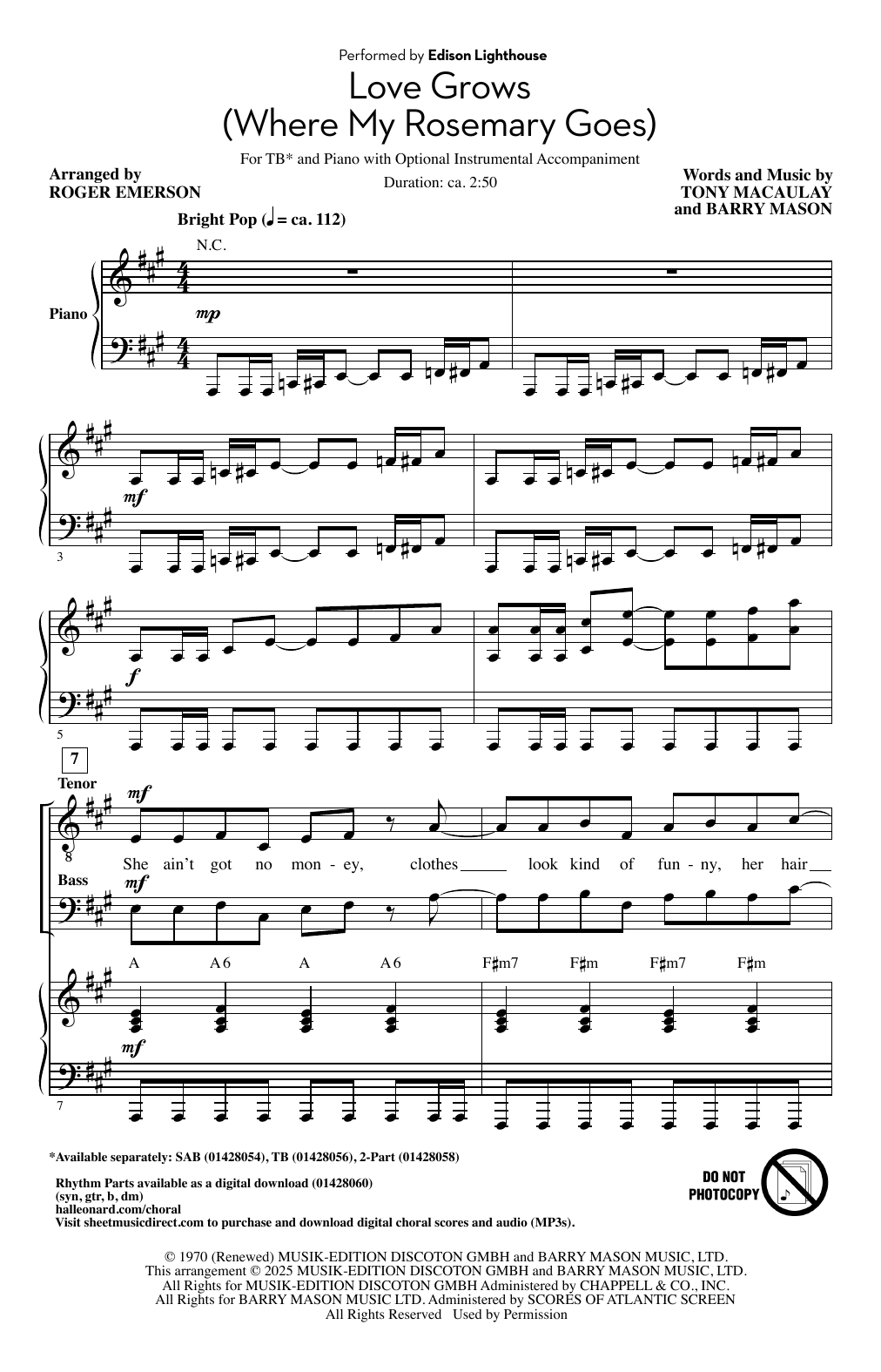 Love Grows (Where My Rosemary Goes) (arr. Roger Emerson)