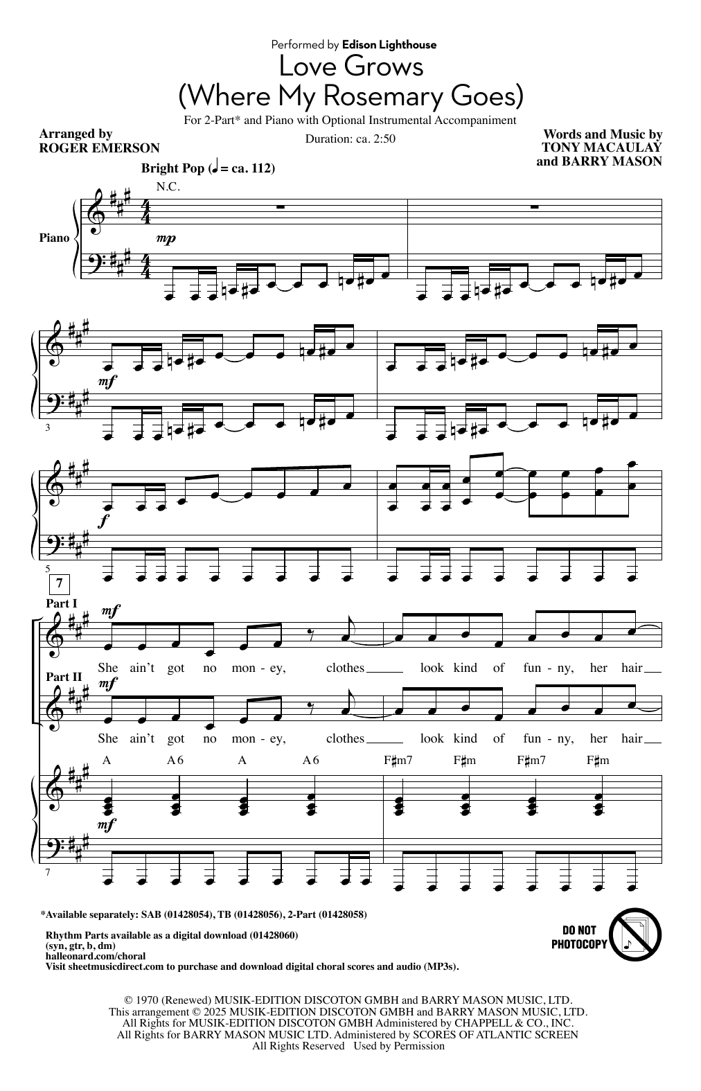 Love Grows (Where My Rosemary Goes) (arr. Roger Emerson)