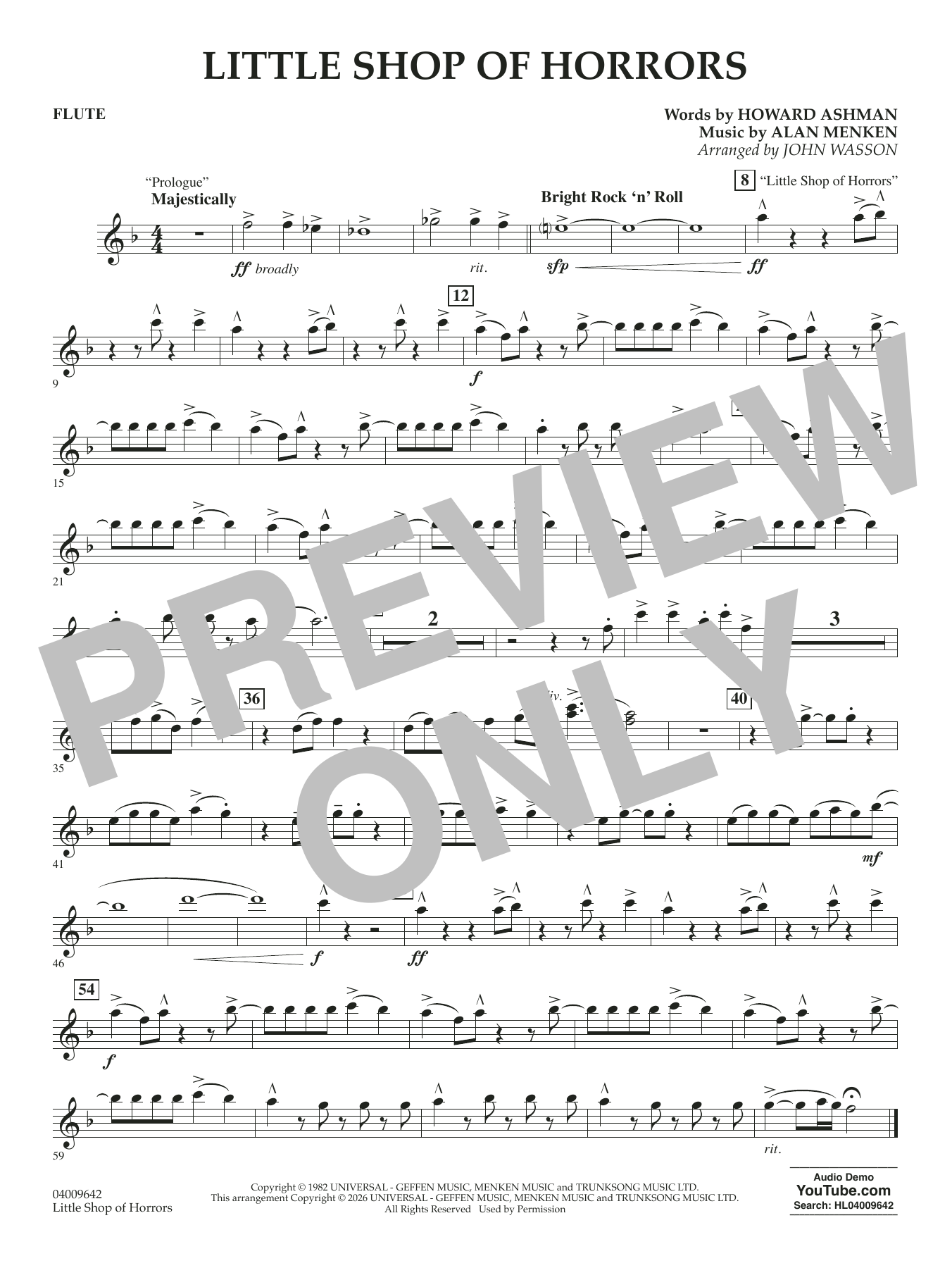 Little Shop Of Horrors (arr. John Wasson) - Flute