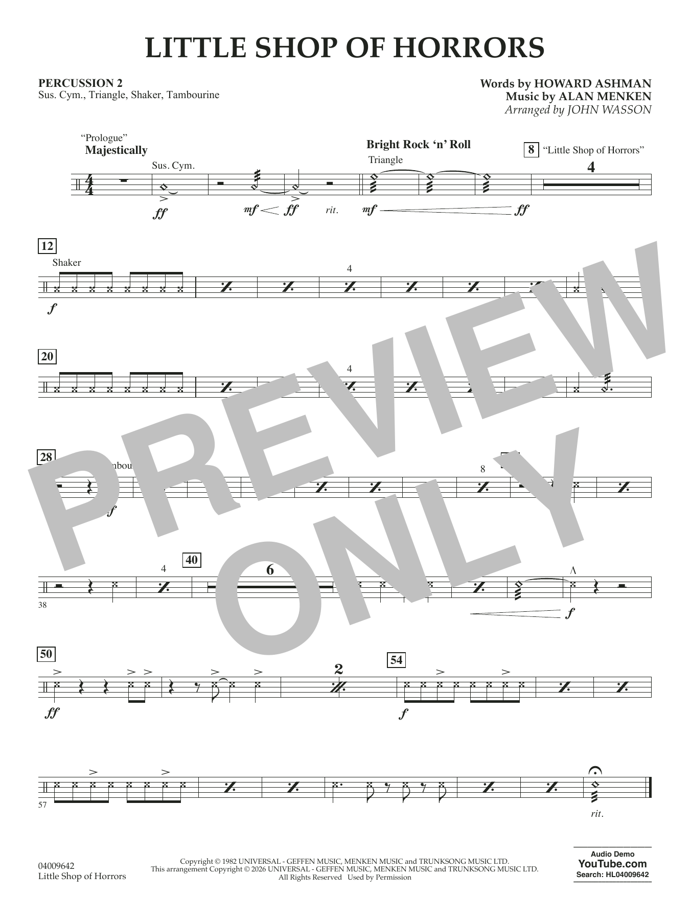 Little Shop Of Horrors (arr. John Wasson) - Percussion 2