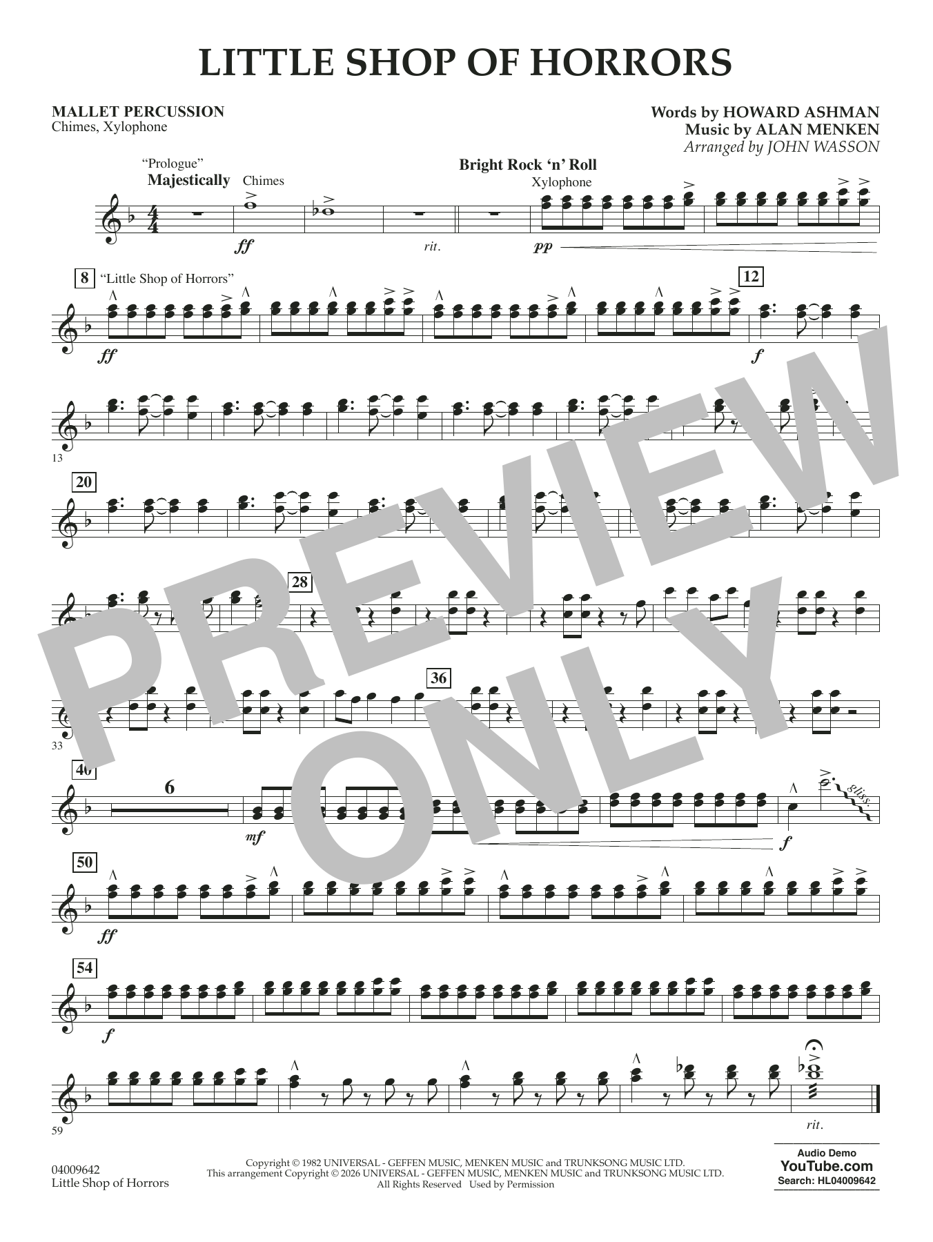 Little Shop Of Horrors (arr. John Wasson) - Mallet Percussion