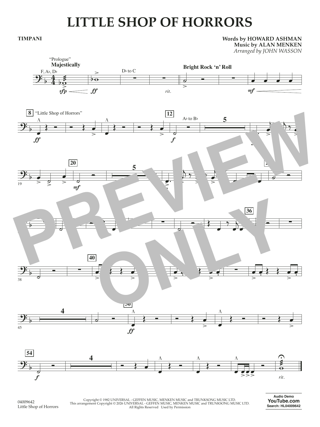 Little Shop Of Horrors (arr. John Wasson) - Timpani