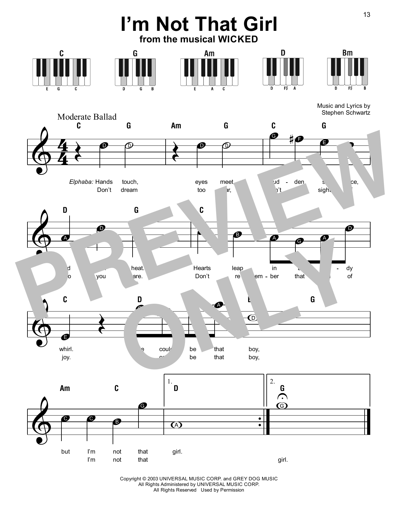 I'm Not That Girl (from Wicked)