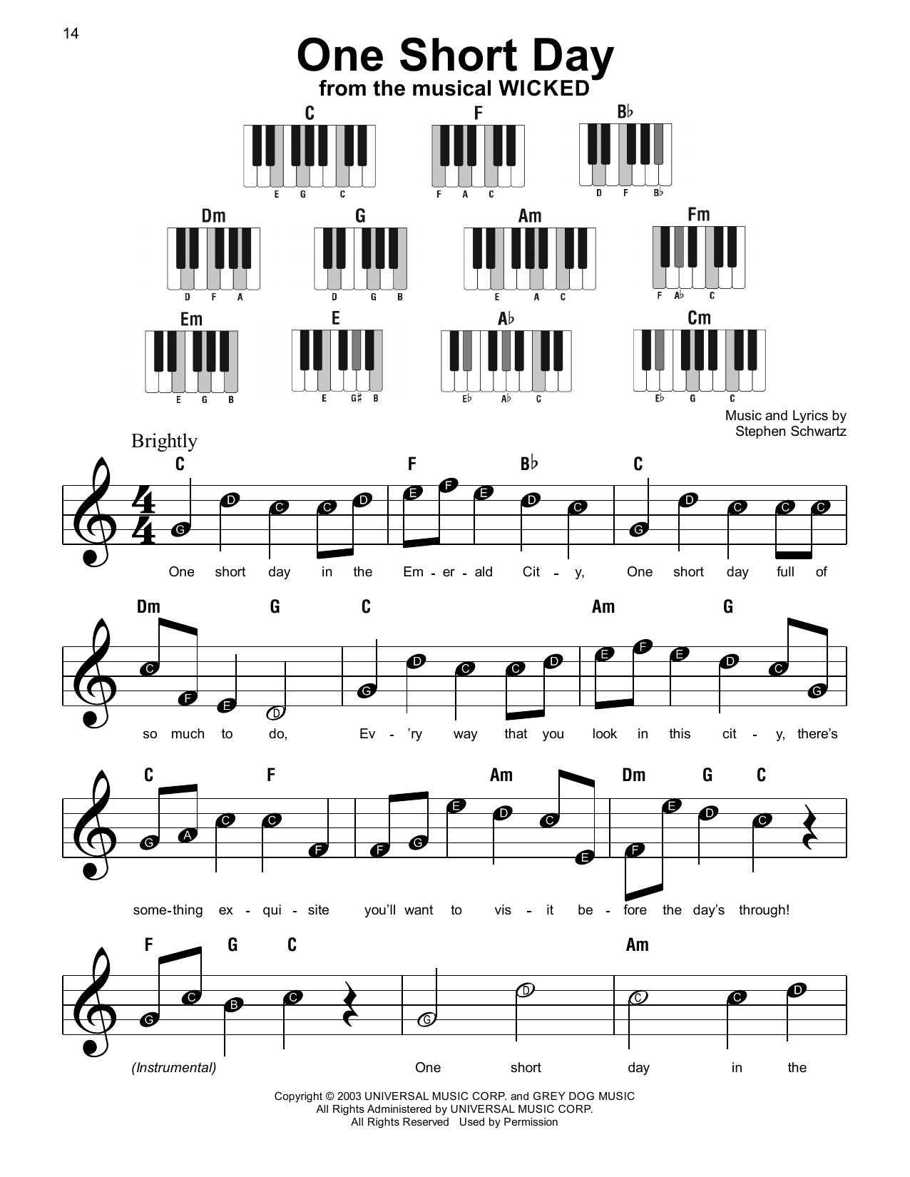 One Short Day (from Wicked)