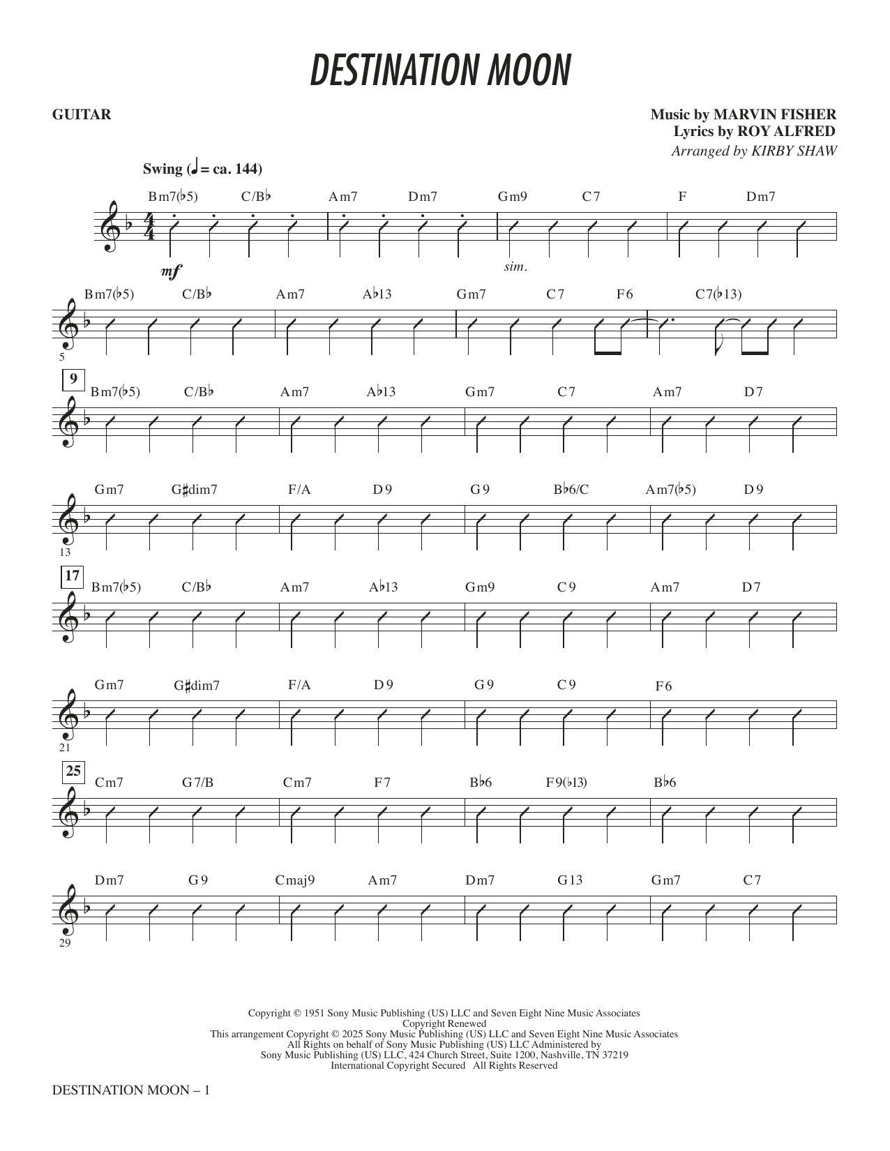 Destination Moon (arr. Kirby Shaw) - Guitar