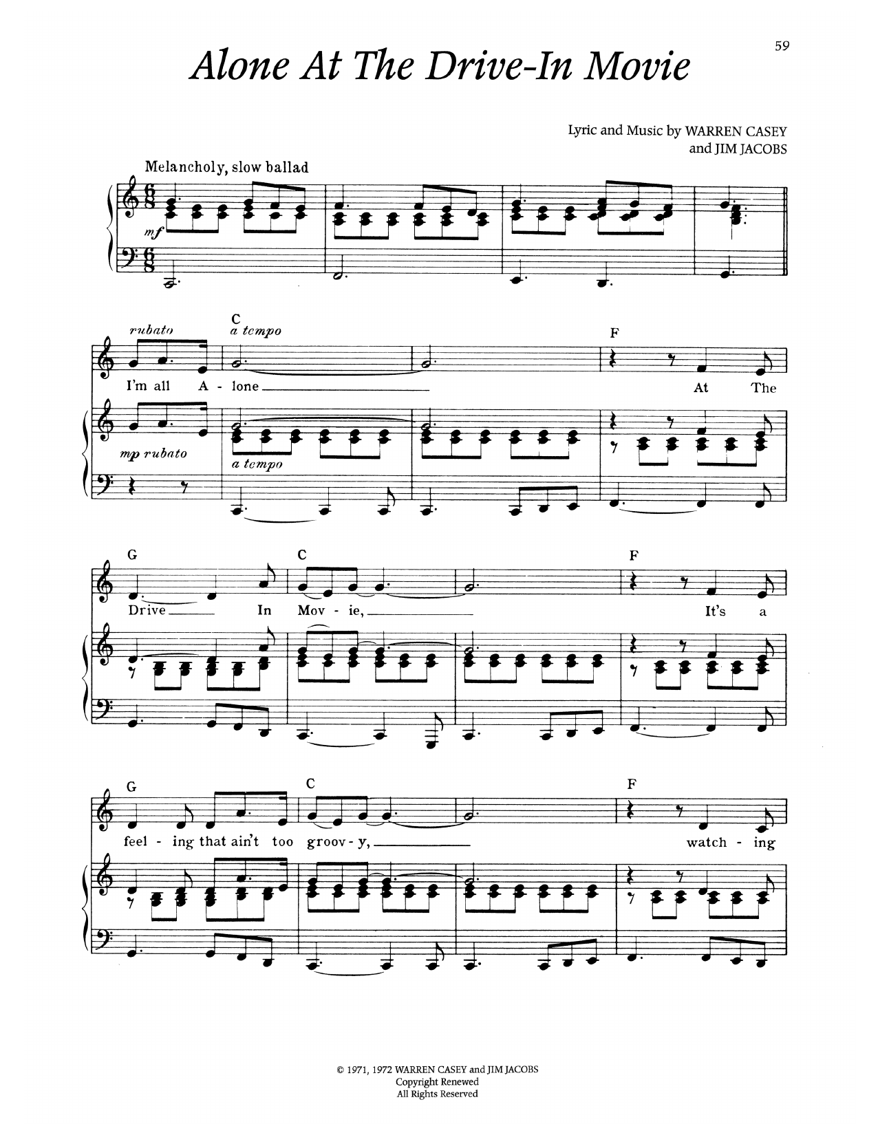 Alone At The Drive-In Movie (from Grease)