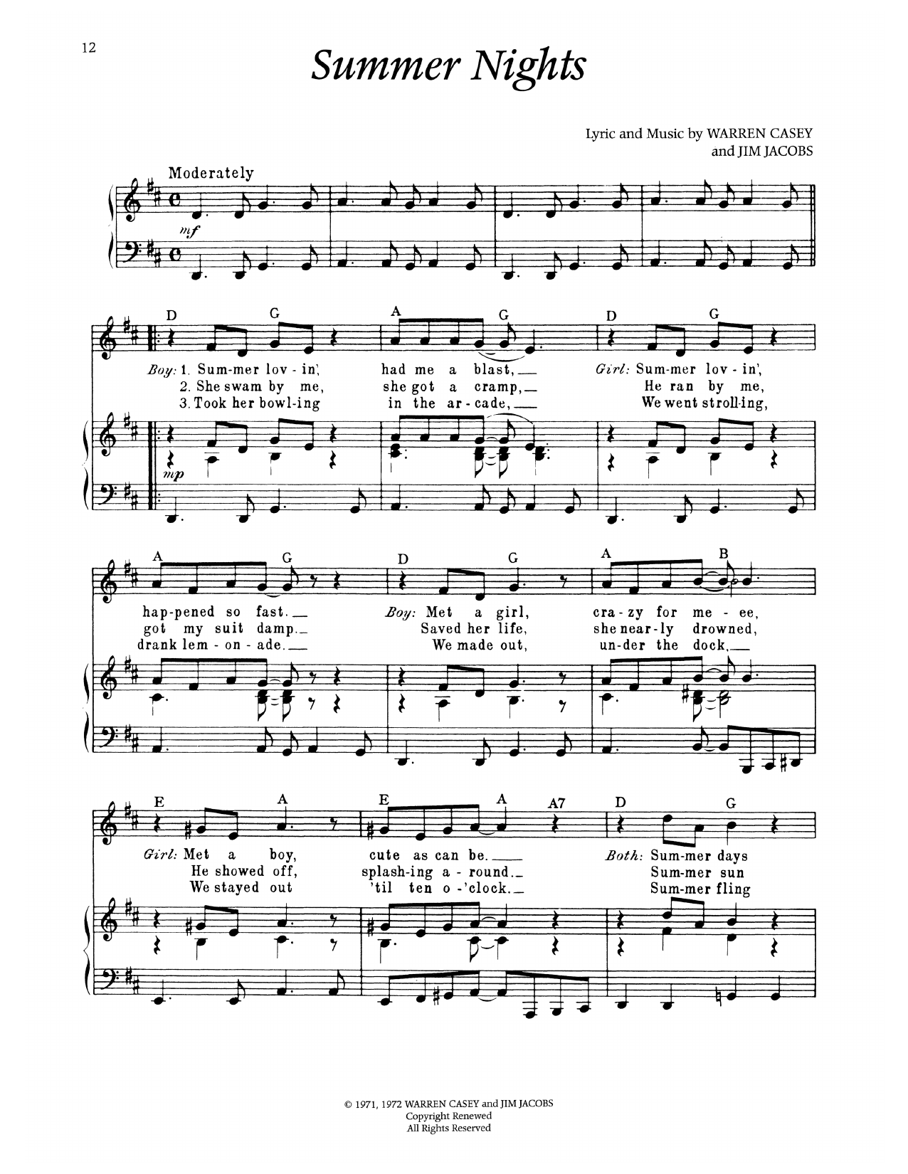 Summer Nights (from Grease)