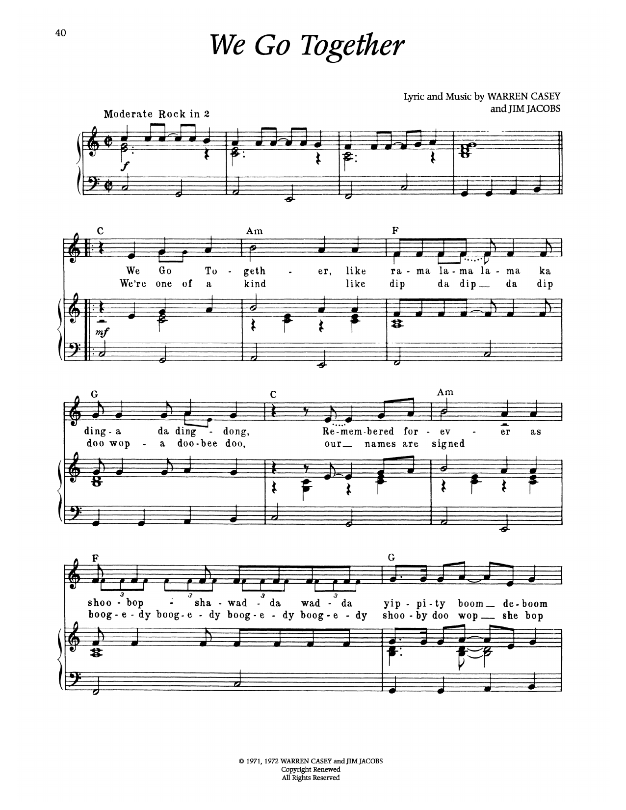 We Go Together (from Grease)