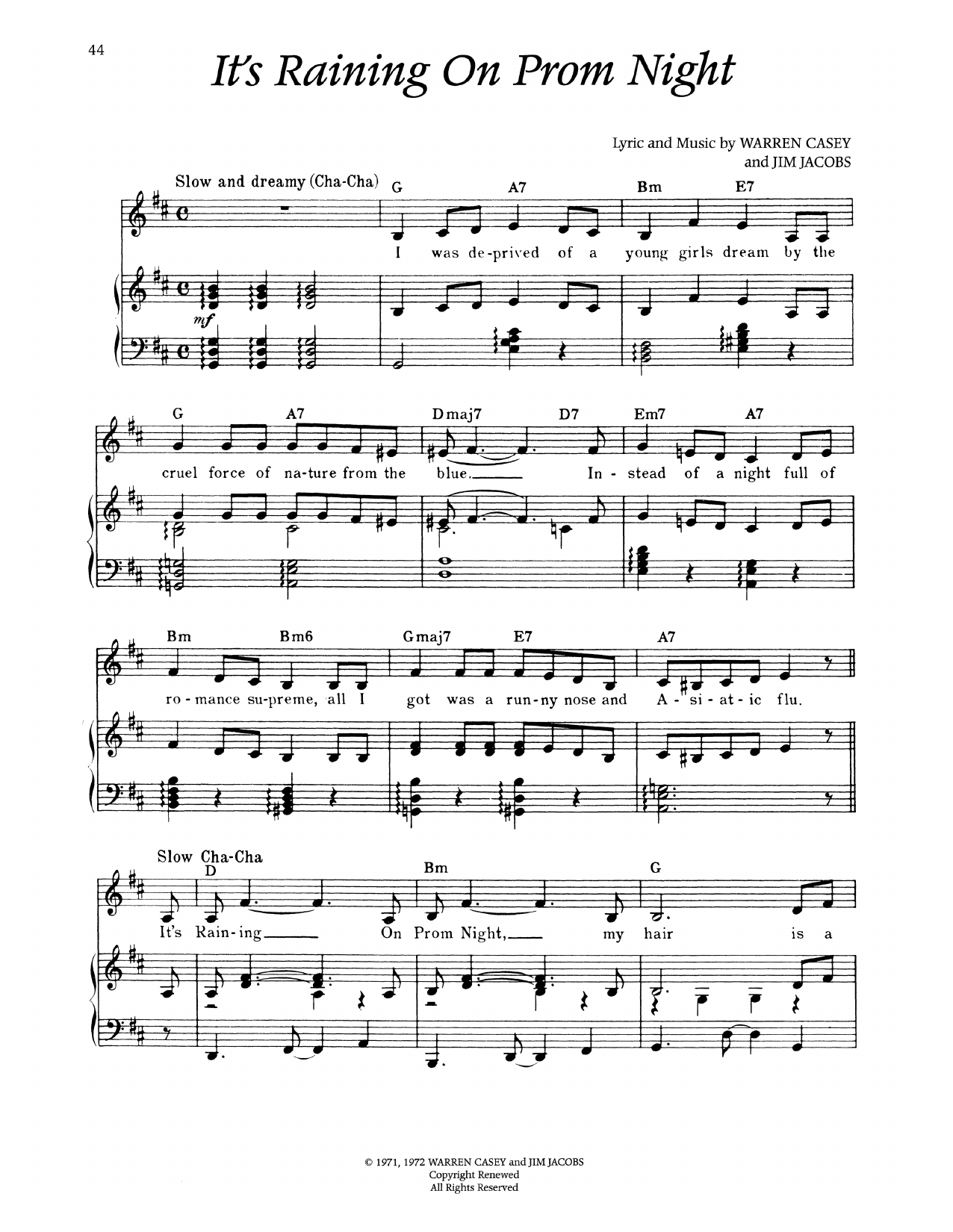 It's Raining On Prom Night (from Grease)