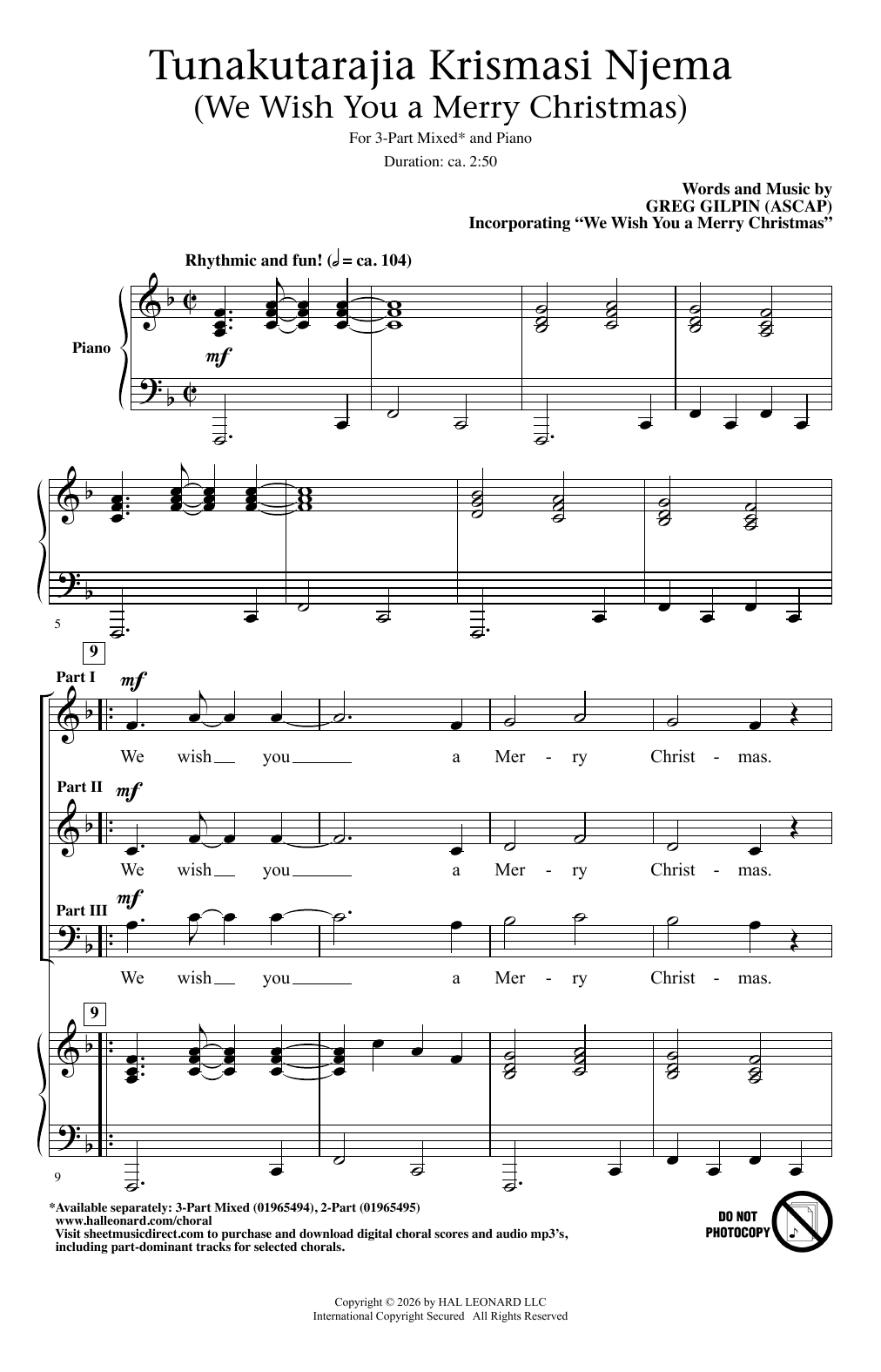 Tunakutarajia Krismasi Njema (We Wish You A Merry Christmas)