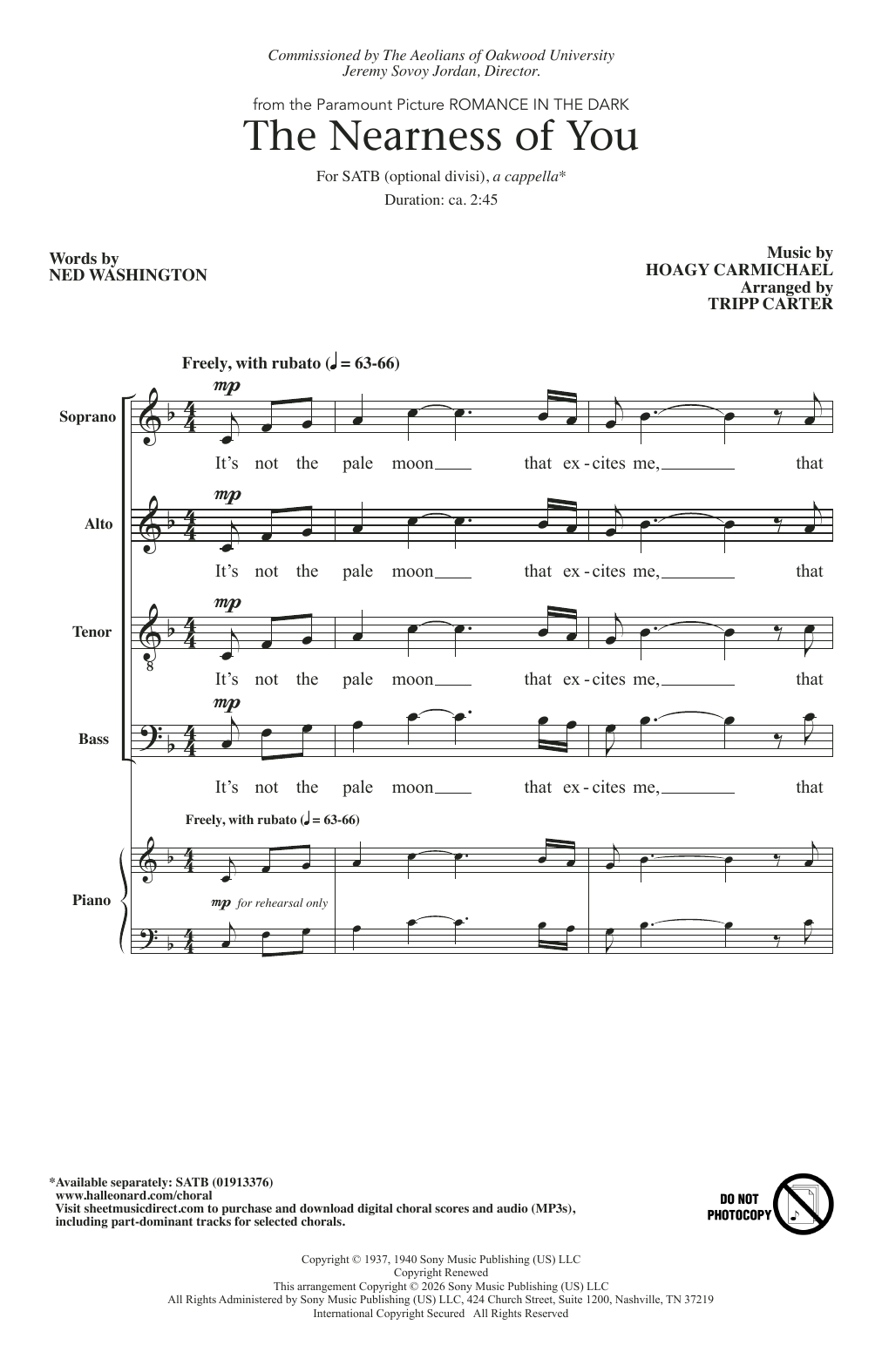 The Nearness Of You (arr. Tripp Carter)