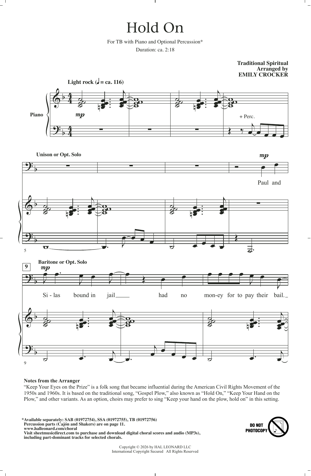 Hold On (arr. Emily Crocker)