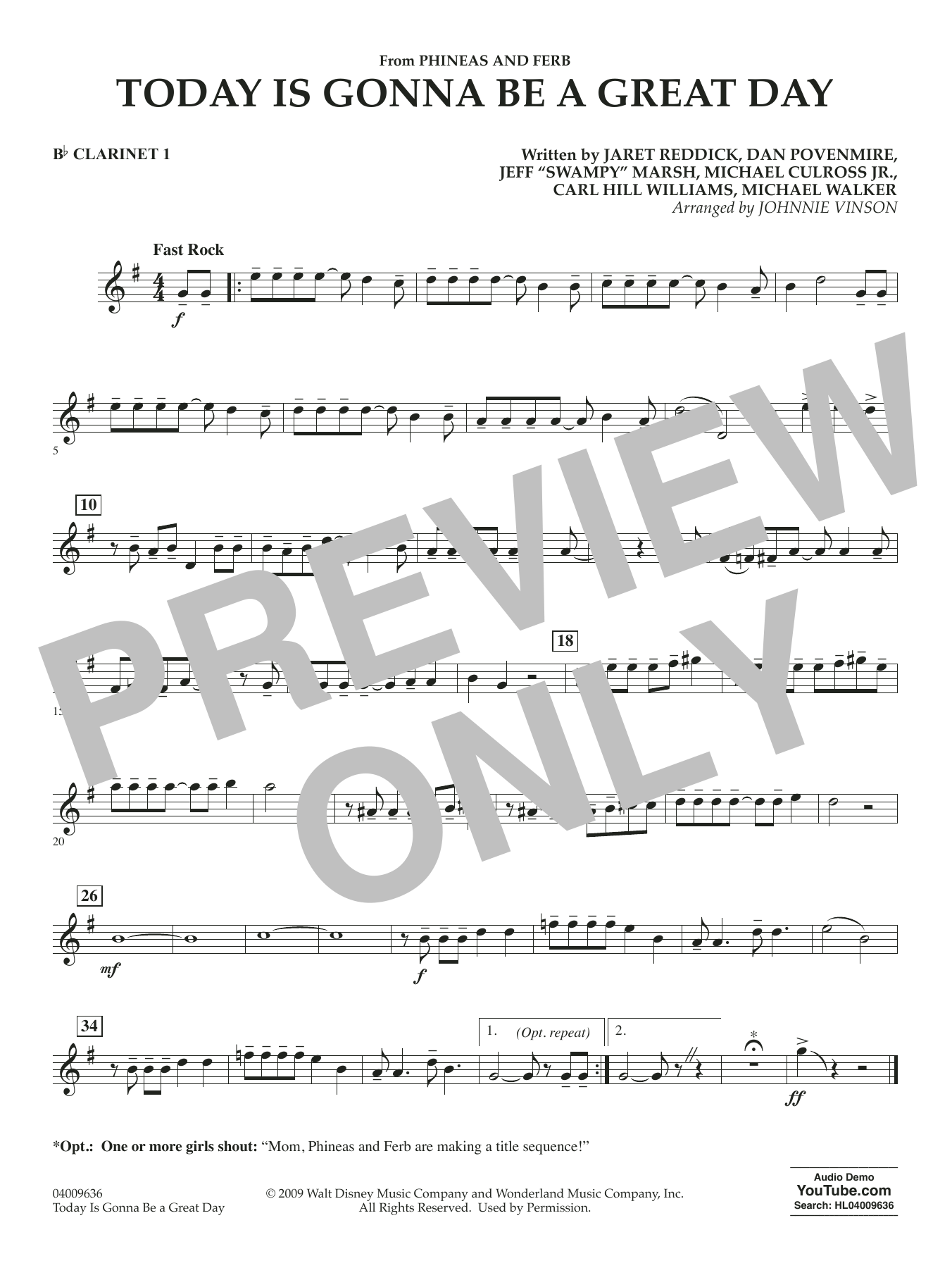 Today Is Gonna Be A Great Day - Bb Clarinet 1