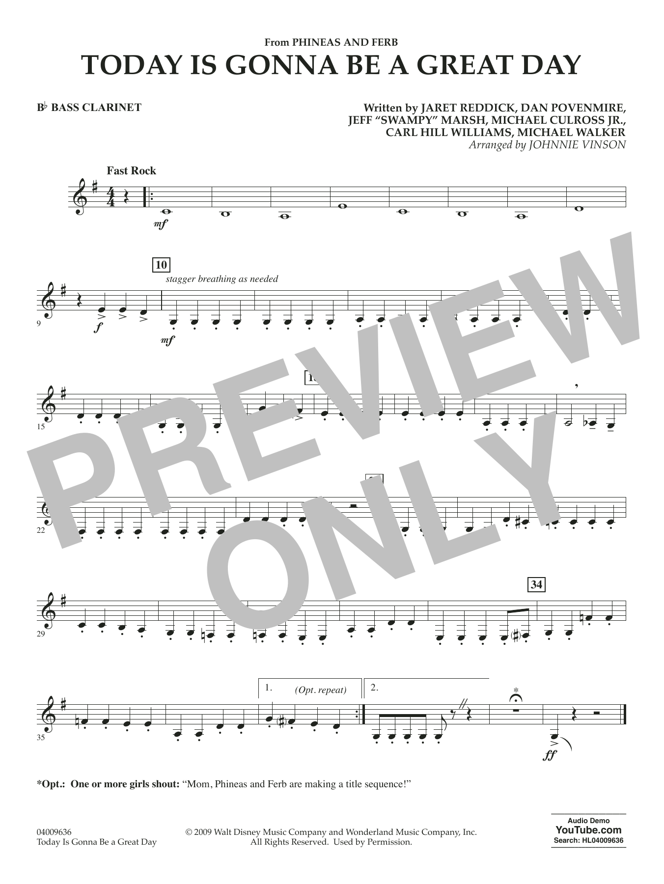 Today Is Gonna Be A Great Day - Bb Bass Clarinet