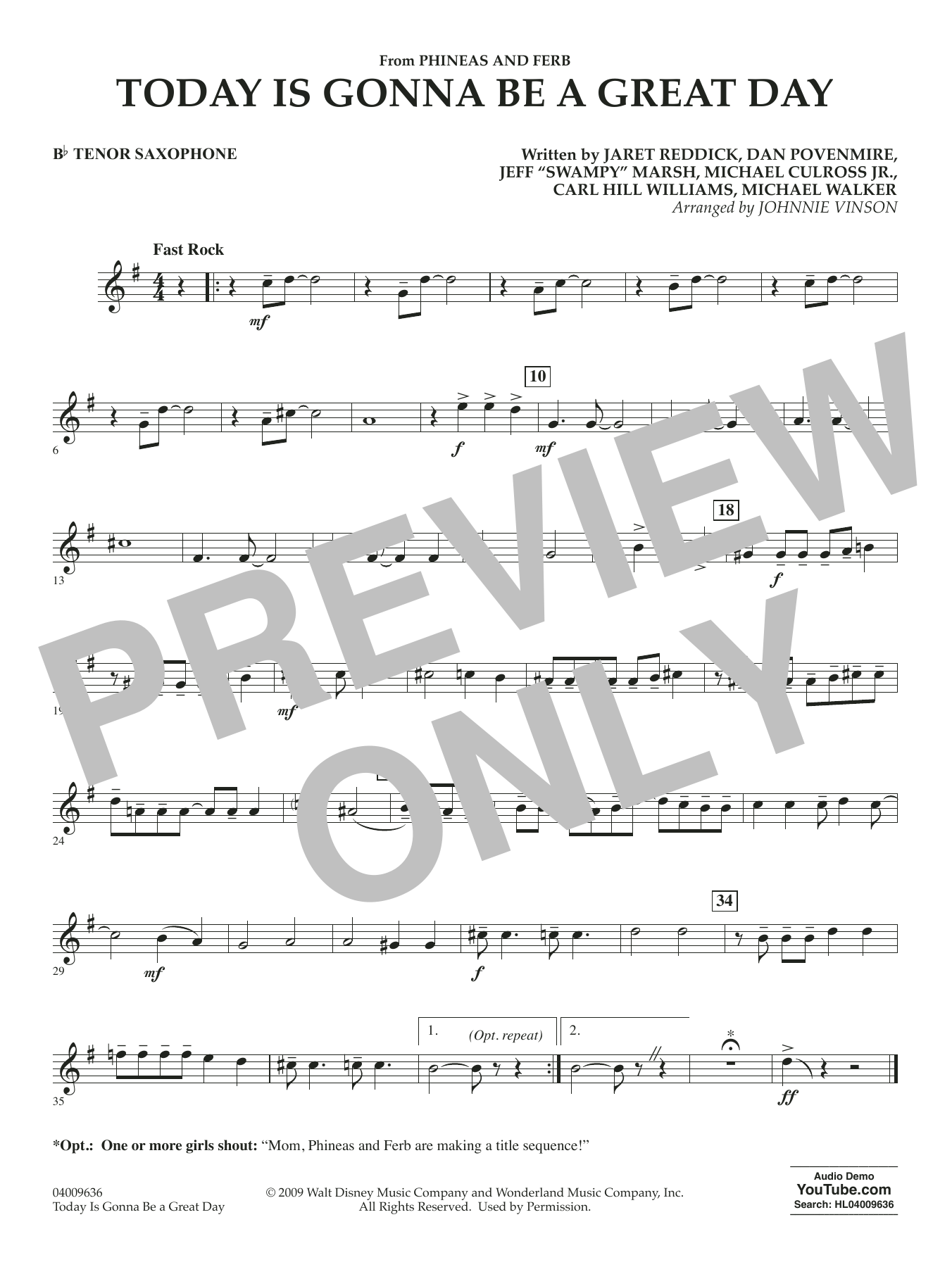 Today Is Gonna Be A Great Day - Bb Tenor Saxophone