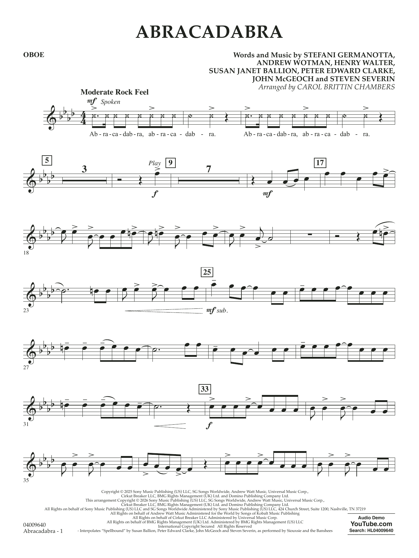 Abracadabra (arr. Chambers) - Oboe