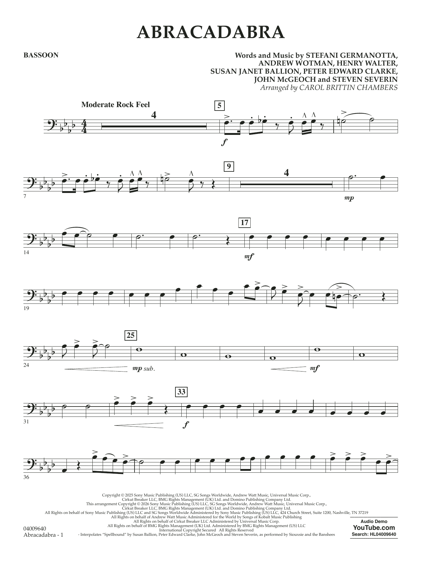 Abracadabra (arr. Chambers) - Bassoon