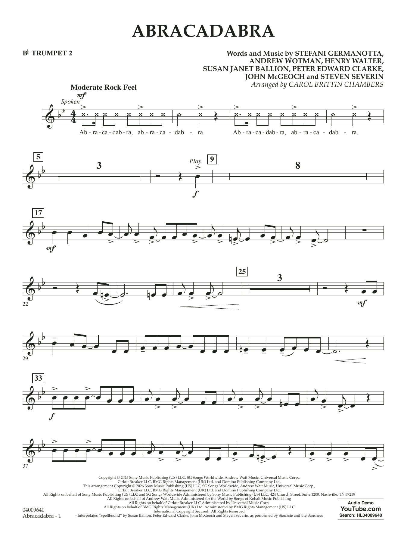 Abracadabra (arr. Chambers) - Bb Trumpet 2