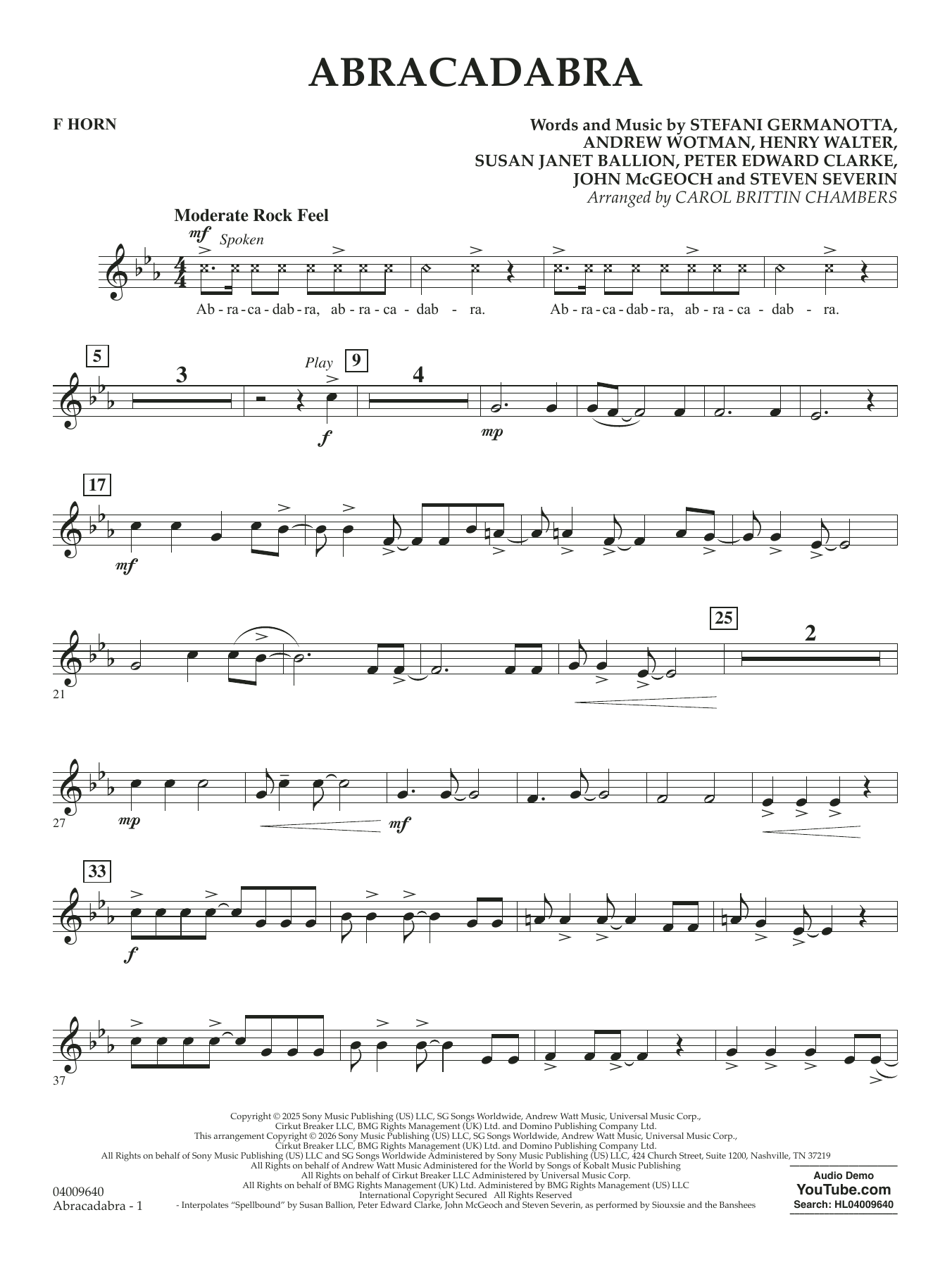 Abracadabra (arr. Chambers) - F Horn