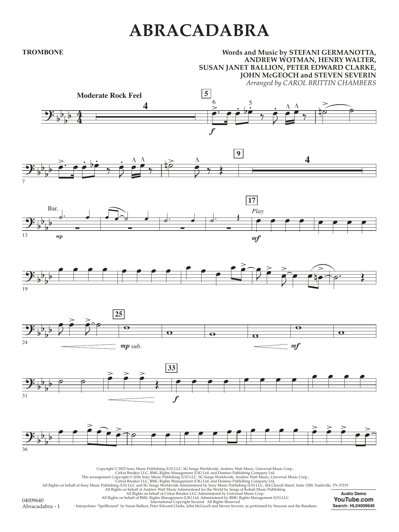 Abracadabra (arr. Chambers) - Trombone