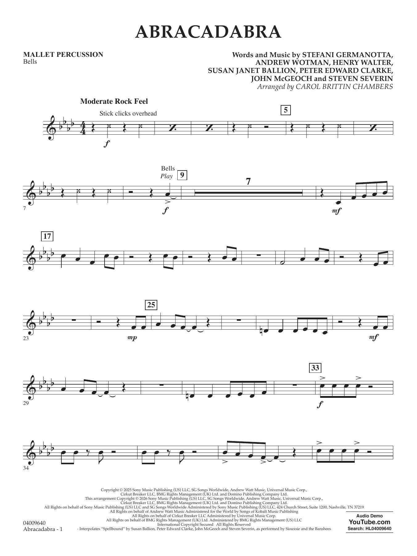 Abracadabra (arr. Chambers) - Mallet Percussion