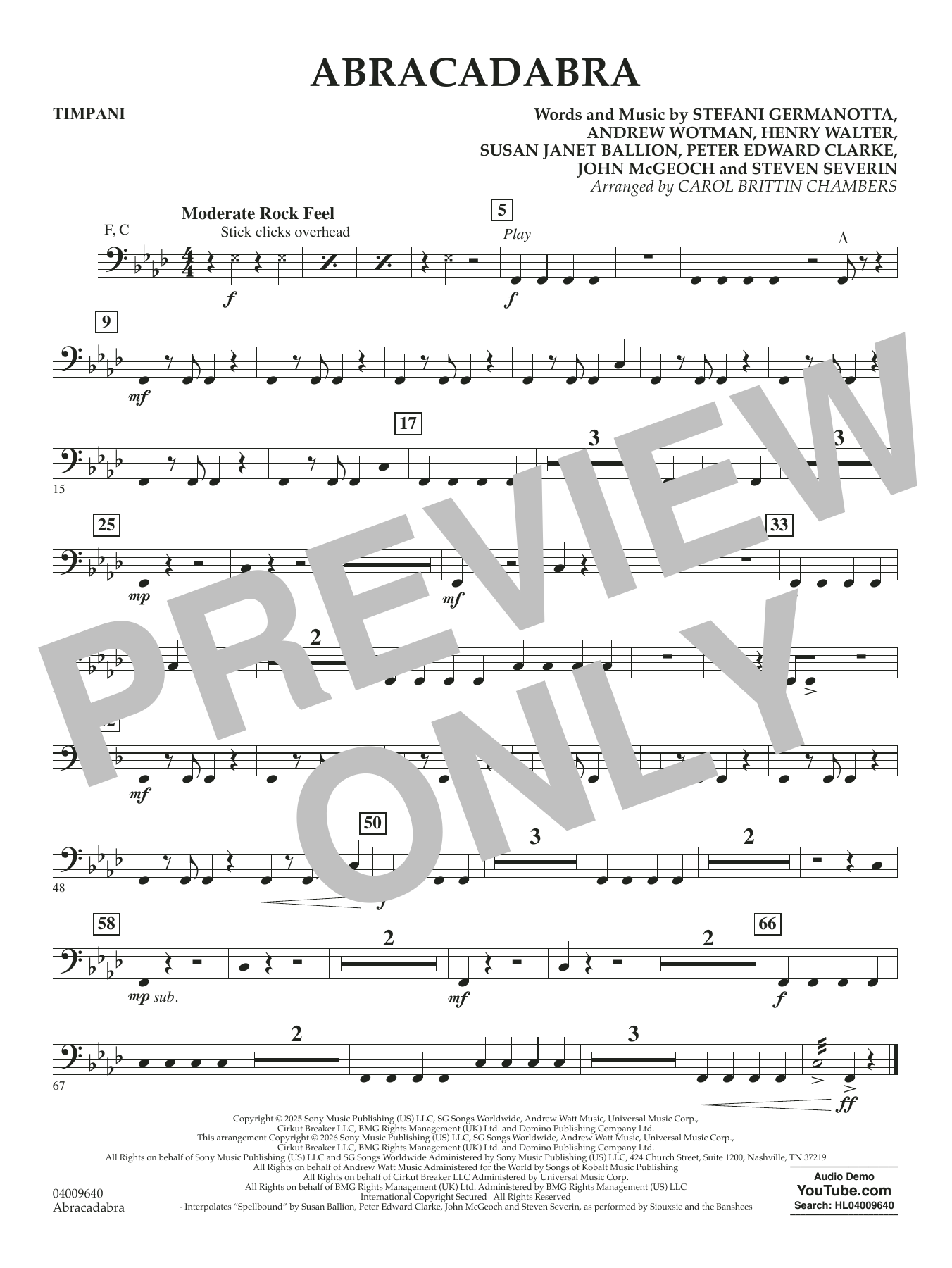 Abracadabra (arr. Chambers) - Timpani