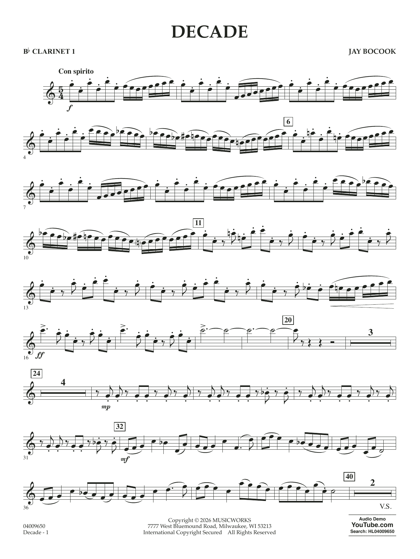 Decade - Bb Clarinet 1