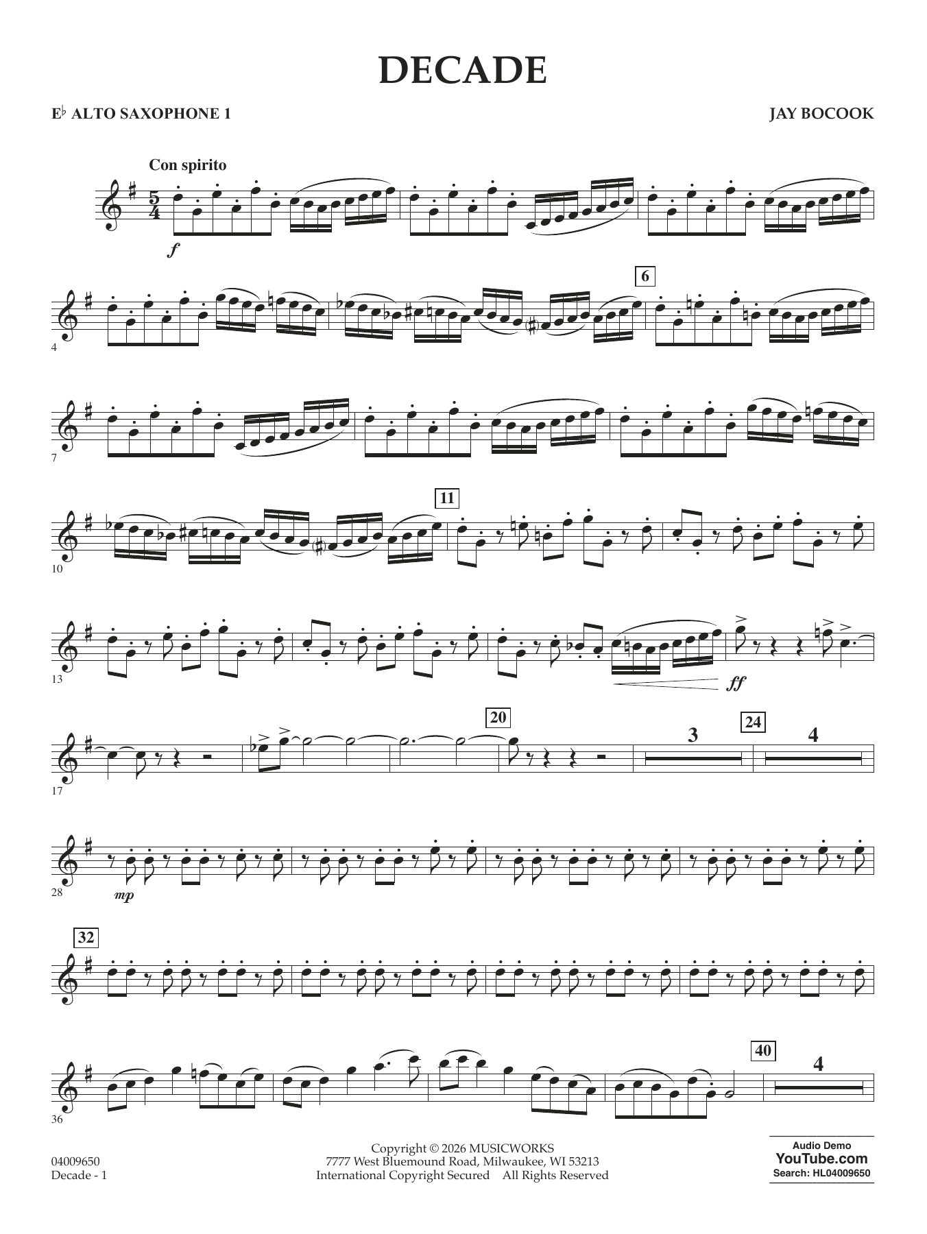 Decade - Eb Alto Saxophone 1