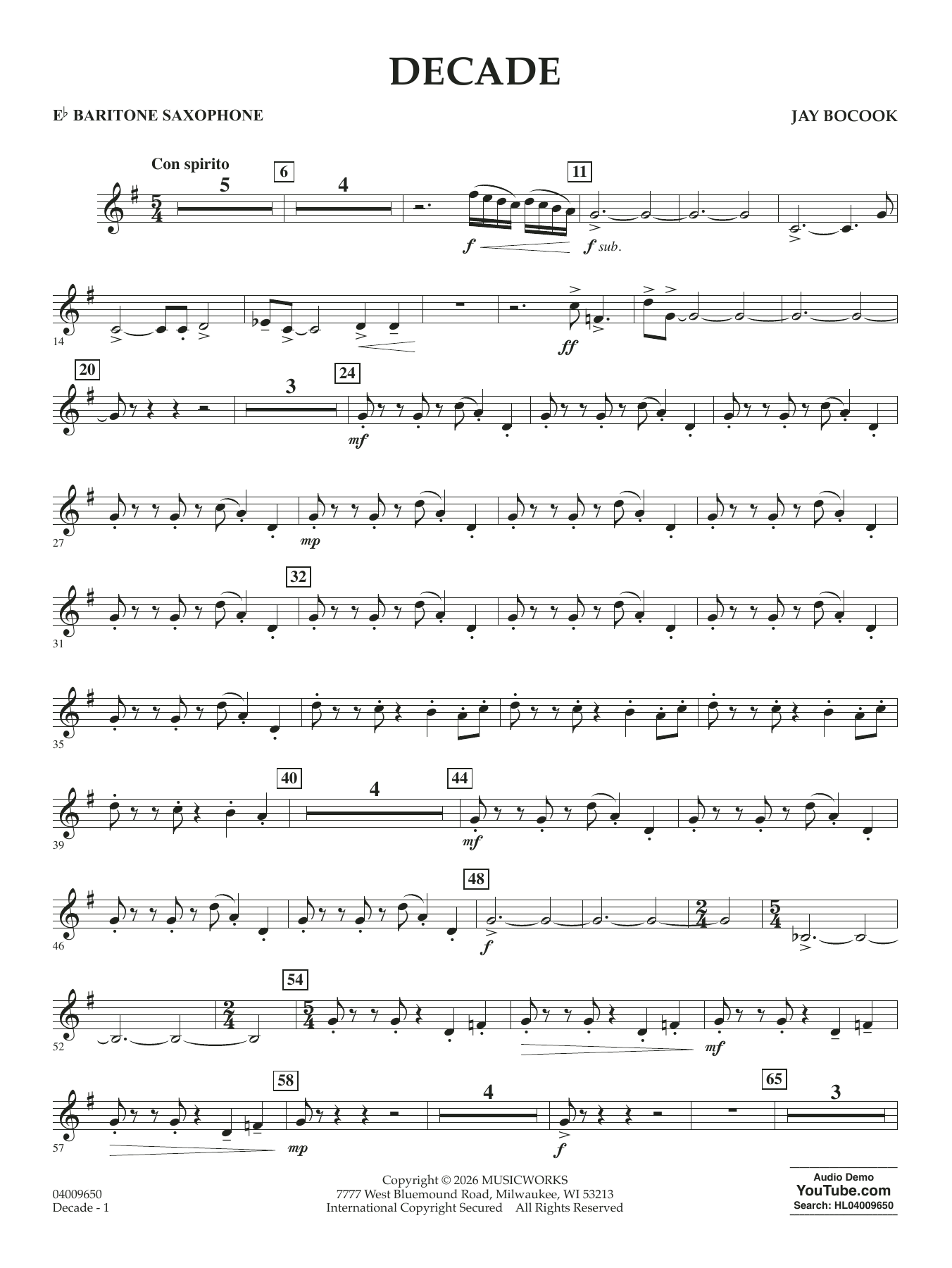 Decade - Eb Baritone Saxophone