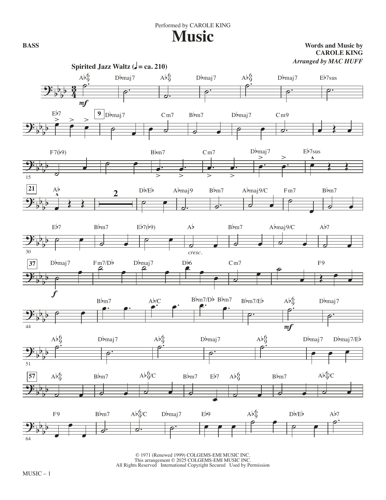 Music (arr. Mac Huff) - Bass
