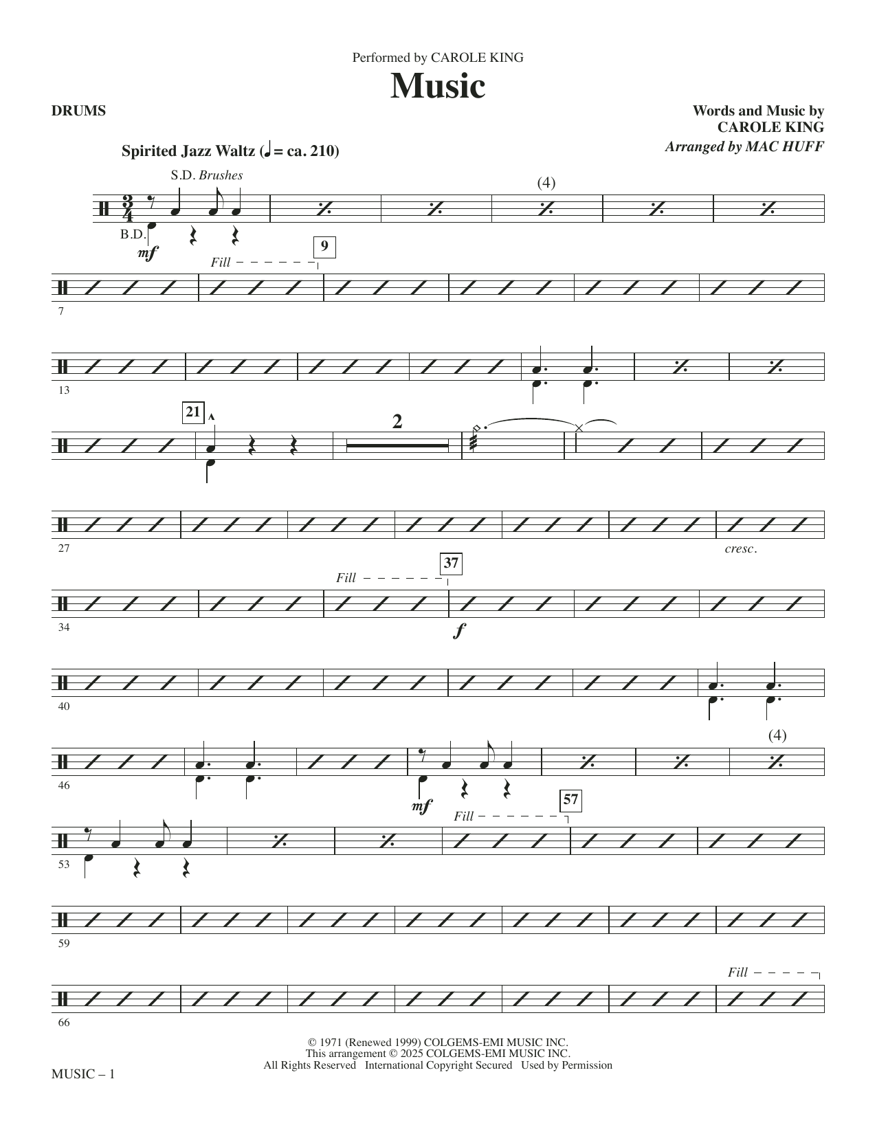 Music (arr. Mac Huff) - Drums