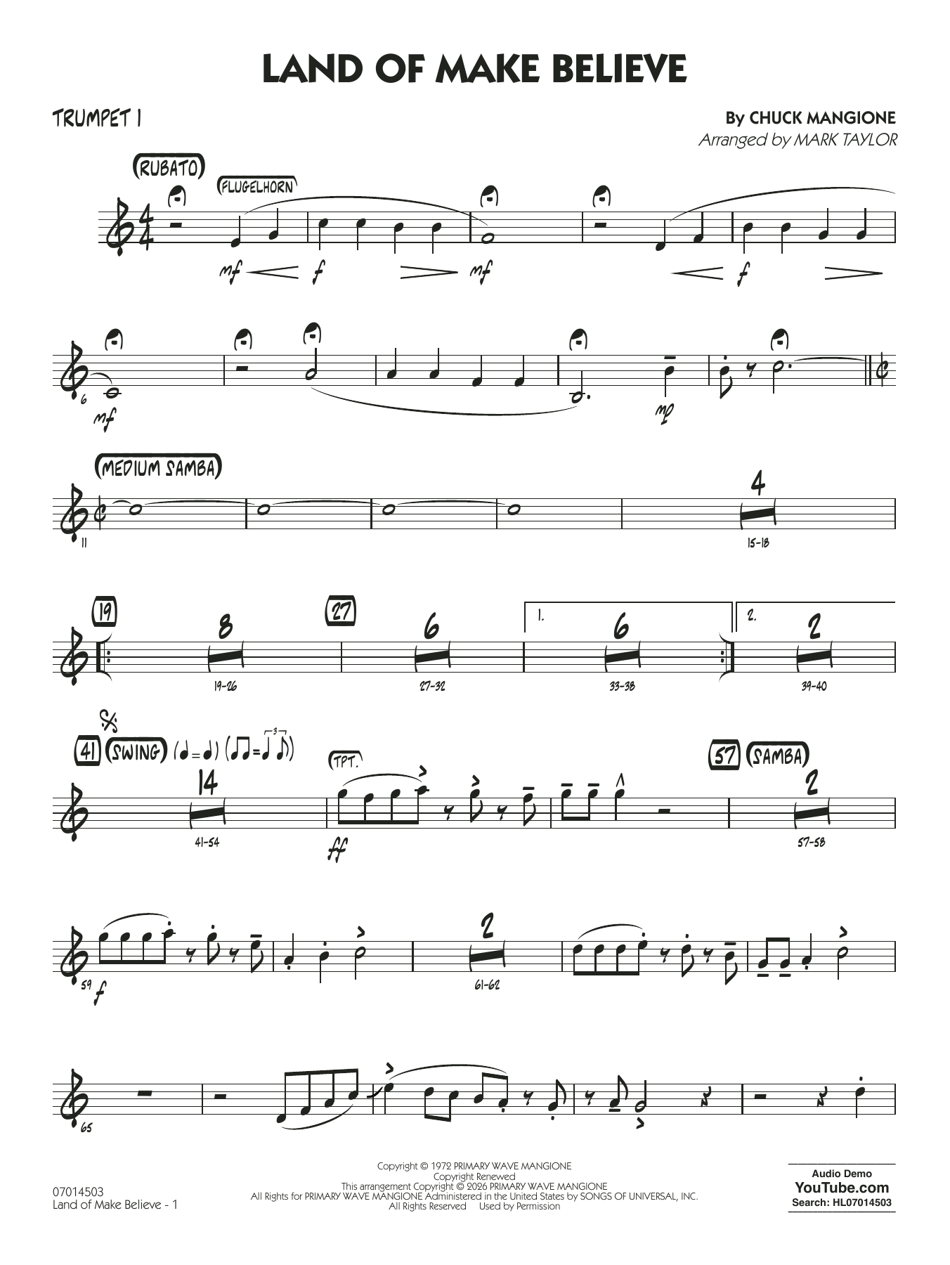 Land of Make Believe (arr. Mark Taylor) - Trumpet 1